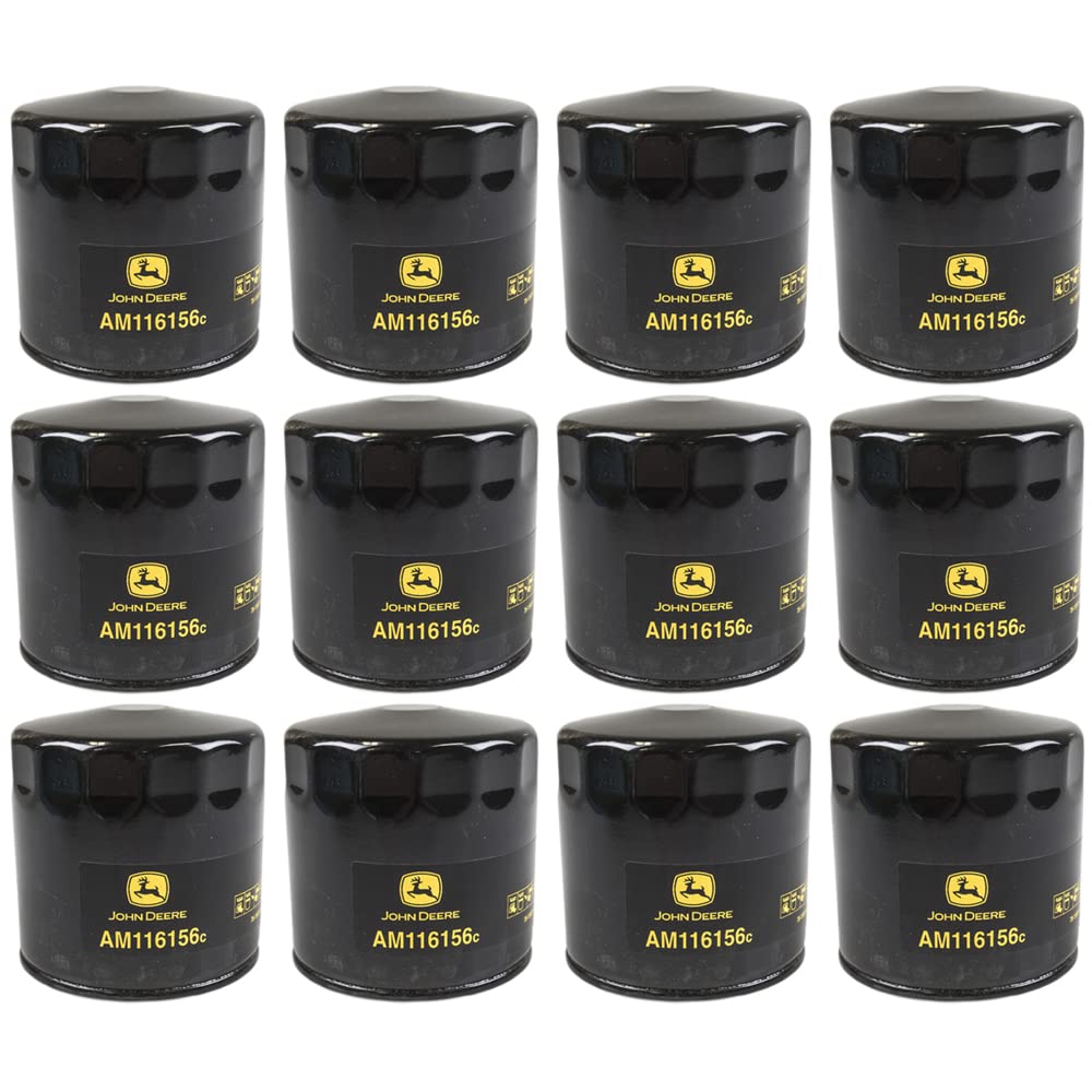 John Deere 415 425 445 455 Lawn & Garden Tractor OEM Transaxle Oil Filter AM116156 - 12 Pack for Smooth Hydraulic Performance in Mowing & Landscaping