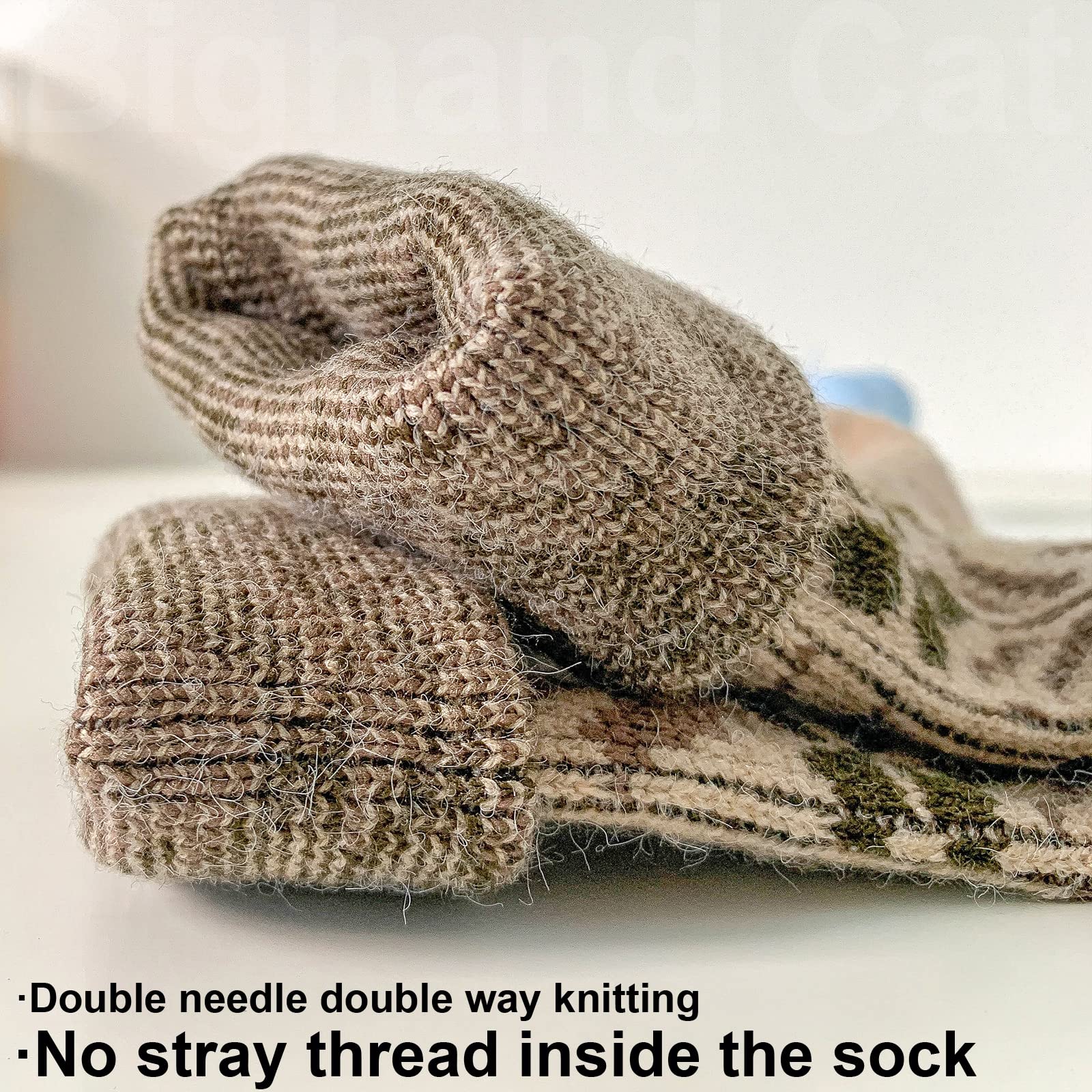 Vintage Wool Socks for Women - 5 Pairs Cozy Crew Socks with Unique Print, Perfect for Christmas Gifts & Winter Wear