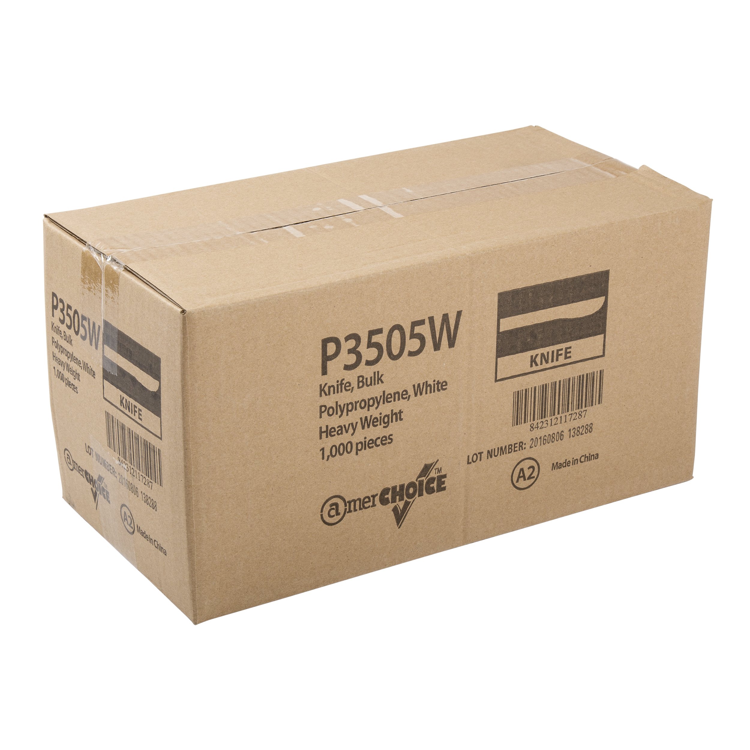 AmerCare White Heavy Duty Polypropylene Knives - Case of 1000 Disposable Cutlery for Restaurants, Catering & Parties - BPA-Free Plastic Knives Bulk Pack