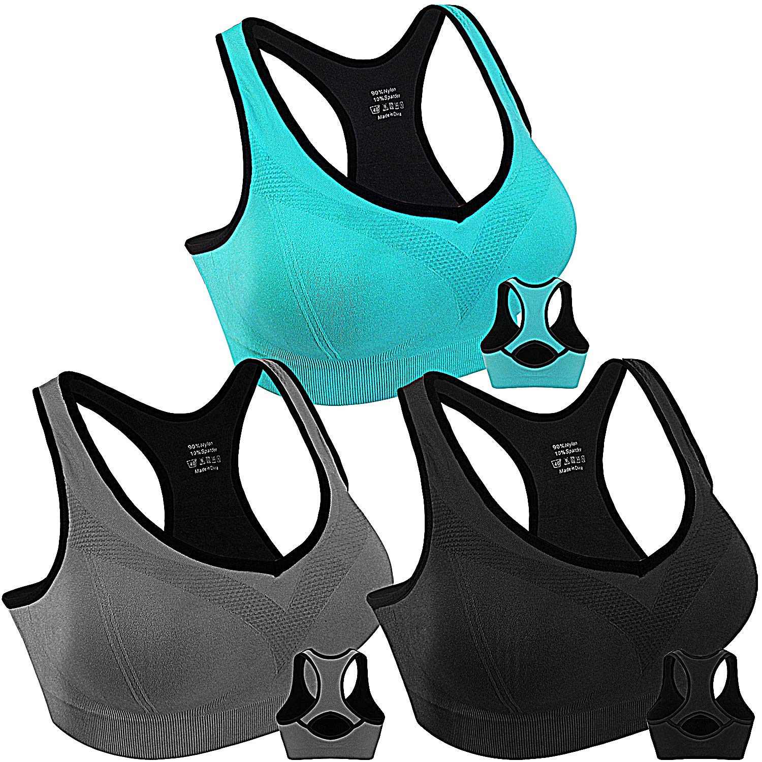 High Impact Sports Bras for Women - Double Couple Racerback Workout Bra for Yoga, Gym & Fitness | Perfect for Running, CrossFit & High-Intensity Training