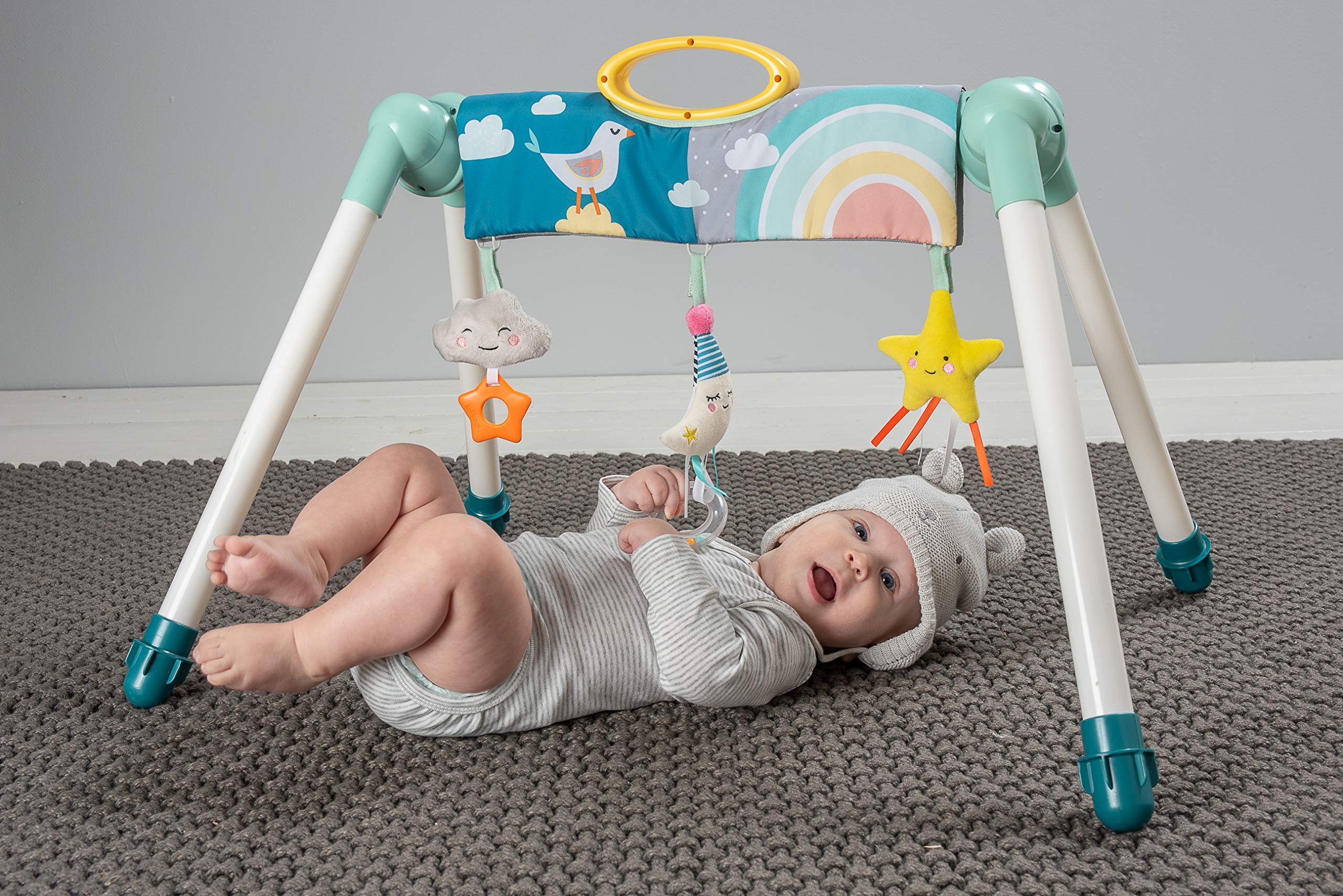 Taf Toys 12525 Mini Moon Activity Gym - Soft Baby Play Mat with Hanging Toys for Newborns & Infants | Interactive Developmental Play Space for Tummy Time & Sensory Stimulation