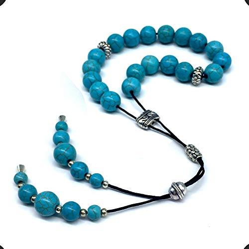 SYNTHETIC ROUND TURQUOISE BEADS -(10 mm, 19 Beads)