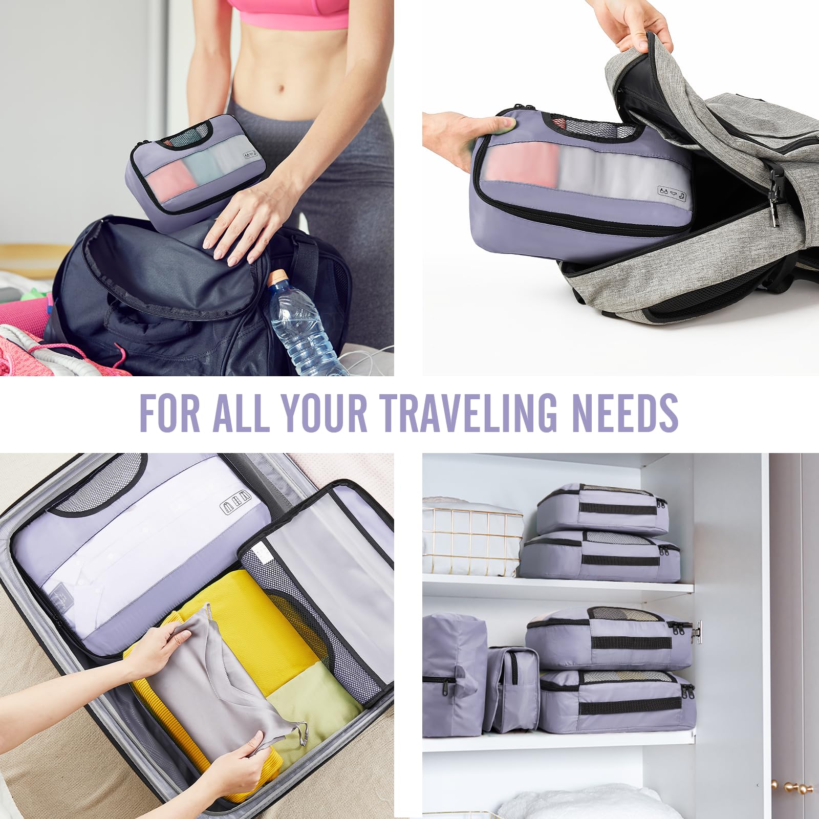 Veken 8-Piece Travel Packing Cubes Set - XL/L/M/S Suitcase Organizer Bags for Luggage & Road Trips | Perfect for Business Travel, Vacation & Weekend Getaways