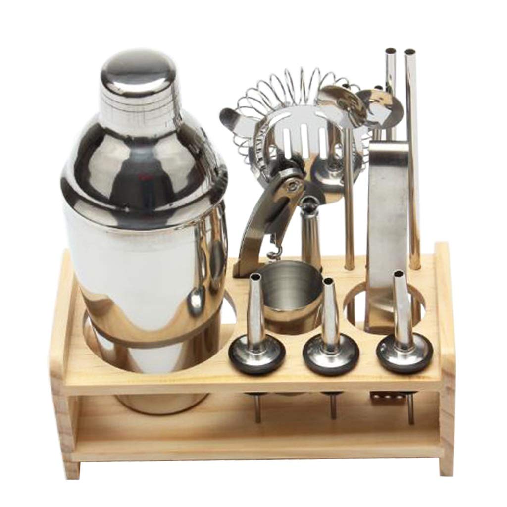 GANFANREN 12-Piece Professional Stainless Steel Cocktail Shaker Set with Strainer, Bottle Opener & Bar Tools (550ml) - Perfect for Home Bars, Parties & Mixology Enthusiasts