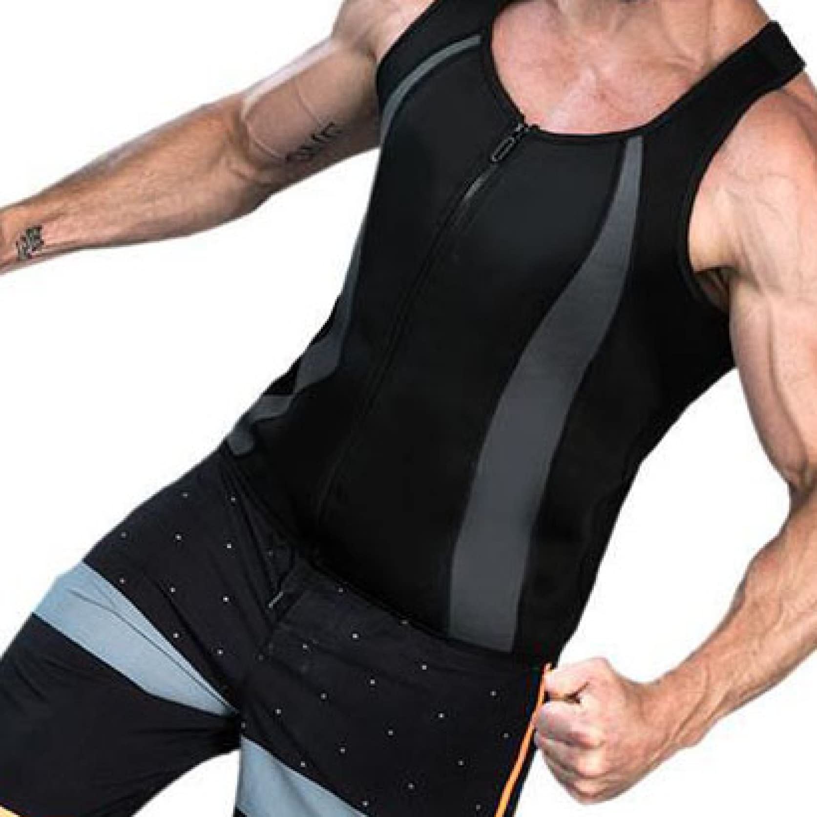 ChyJoey Sauna Vest for Men - Heat Trapping & Hi-Compression Body Shaper Shirt with Zipper Tummy Control for Weight Loss - Ideal for Workouts, Running & Post-Surgery Recovery