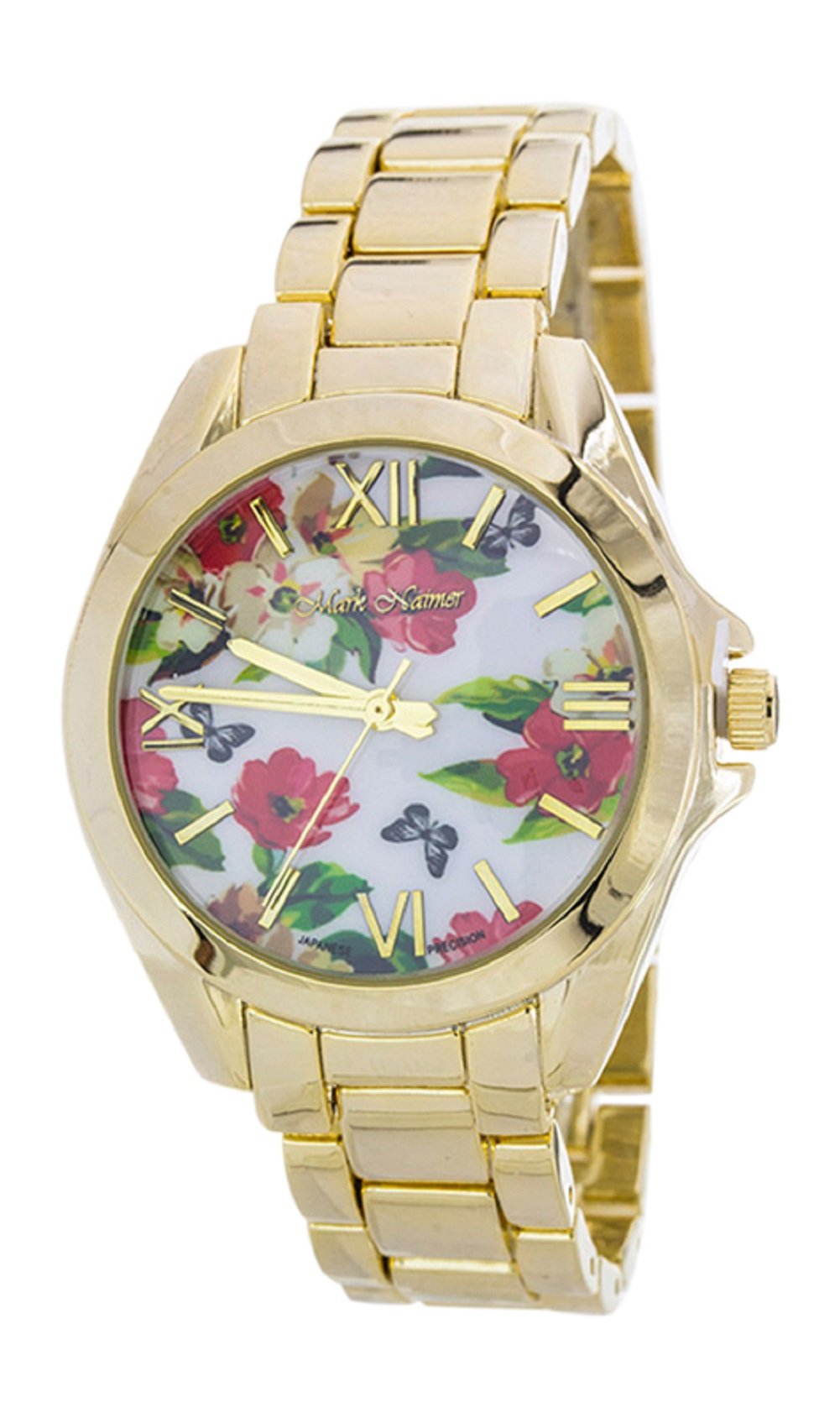 2Chique Boutique Women's Floral Print Crystal Fashion Watch - Elegant White Rose Gold Watch for Women, Perfect for Parties, Weddings & Everyday Wear
