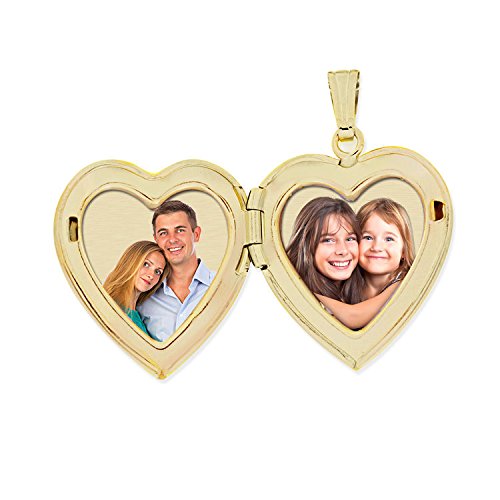 14K Solid Yellow Gold Heart Locket Necklace - 1.25 Inch Large Plain Pendant for Women & Men - Personalized Memory Keepsake Gift for Anniversary, Valentine's Day & Special Occasions