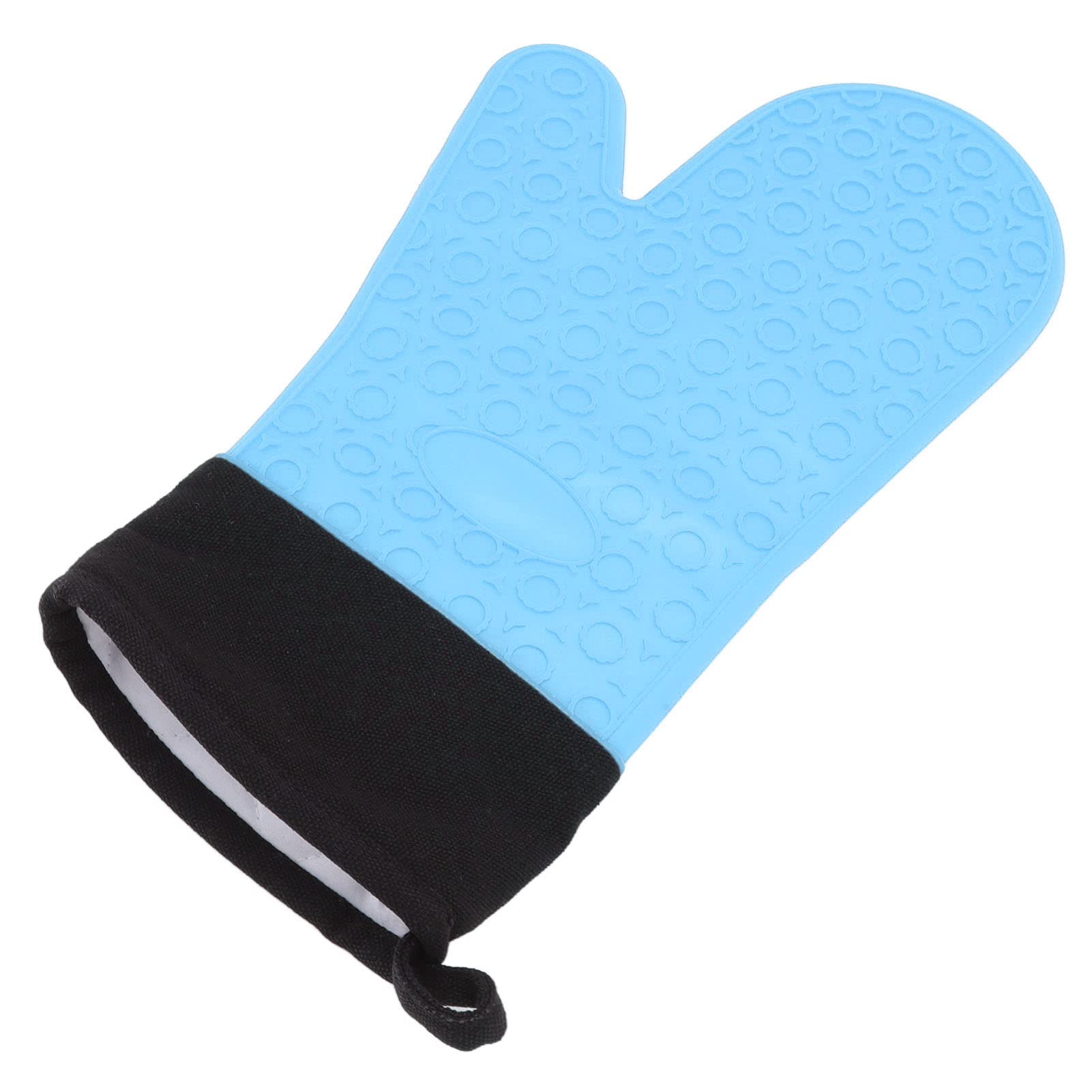 Heat-Resistant Silicone Oven Mitts with Soft Cotton Lining - Food Grade Non-Slip Kitchen Gloves for Baking, Cooking & Handling Hot Pots (Blue) - Perfect for Home Cooking, BBQ & Moving Hot Dishes Safely
