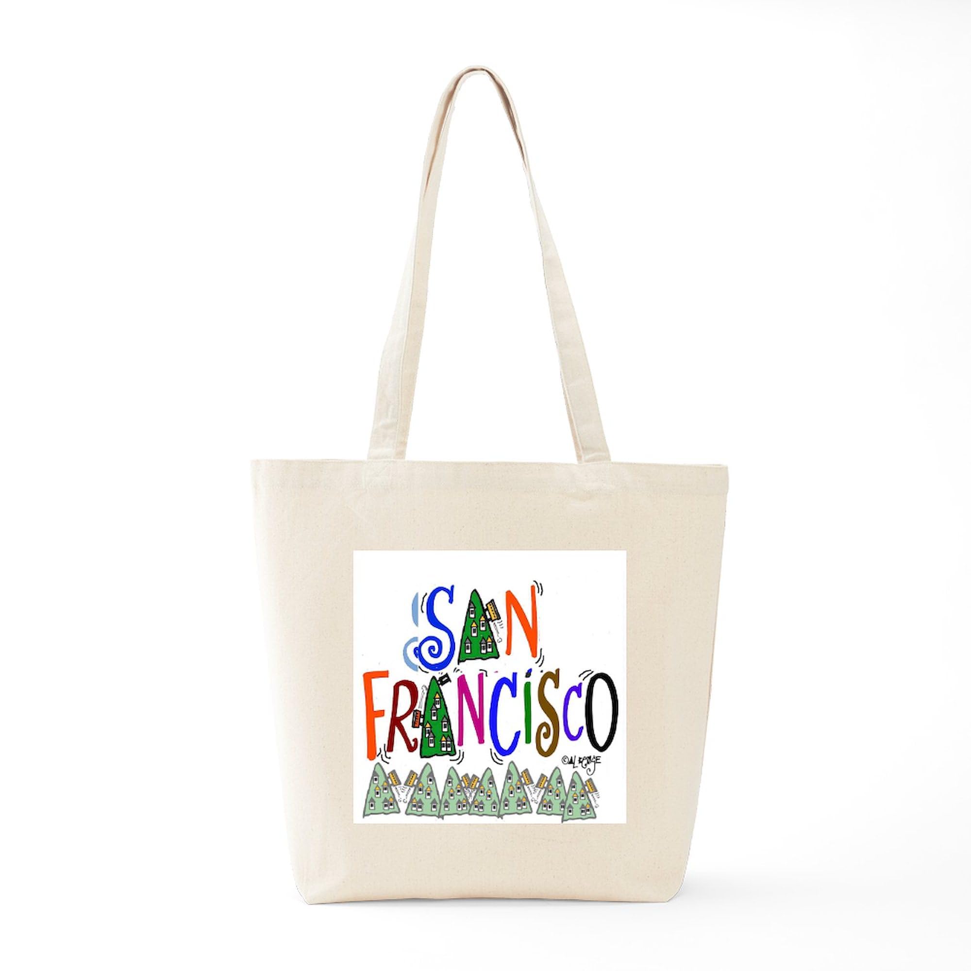 San Francisco Gift Tote Bag - Natural Canvas Reusable Shopping Bag with City Design | Eco-Friendly Grocery Bag for Travel, Beach & Daily Use
