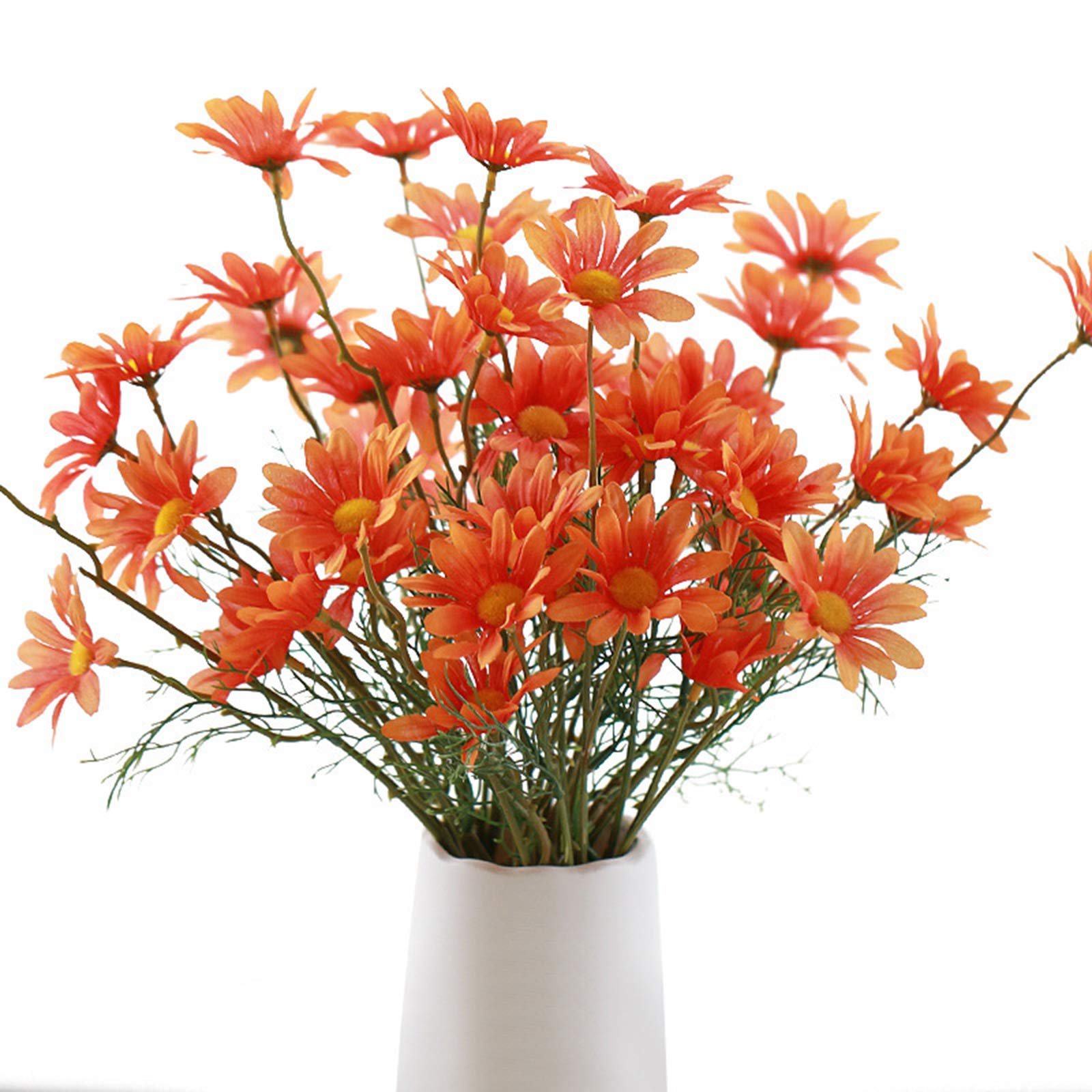 12PCS Artificial Daisy Flowers - Fake White Gerbera Daisy Greenery Bush, Plastic Faux Plants for Cemetery Decor, Graves, Hanging Planters & Outdoor Decor - Perfect for Home, Garden, Wedding & Memorial Arrangements