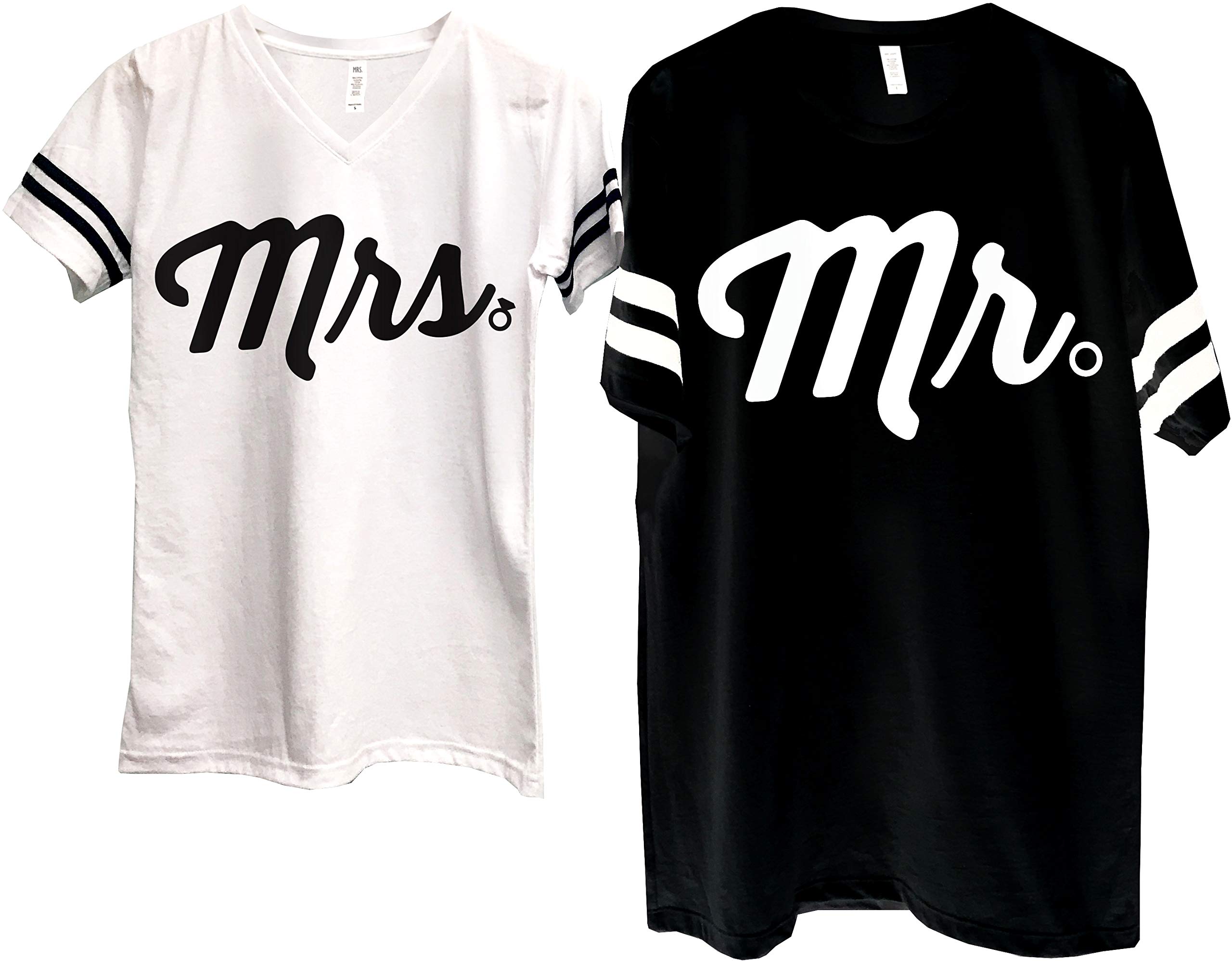MR. & MRS. Matching Couples T-Shirts - Romantic Honeymoon Jersey Tees for Couples - Perfect for Anniversaries, Weddings and Date Nights