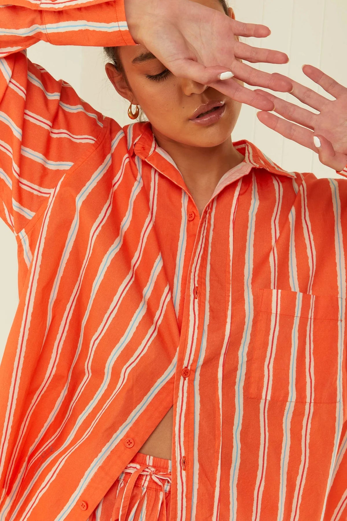 BOUNTY SHIRT Orange Stripe Men's Casual Button Down Shirt - Perfect for Beach Outings, Summer Parties & Outdoor Adventures