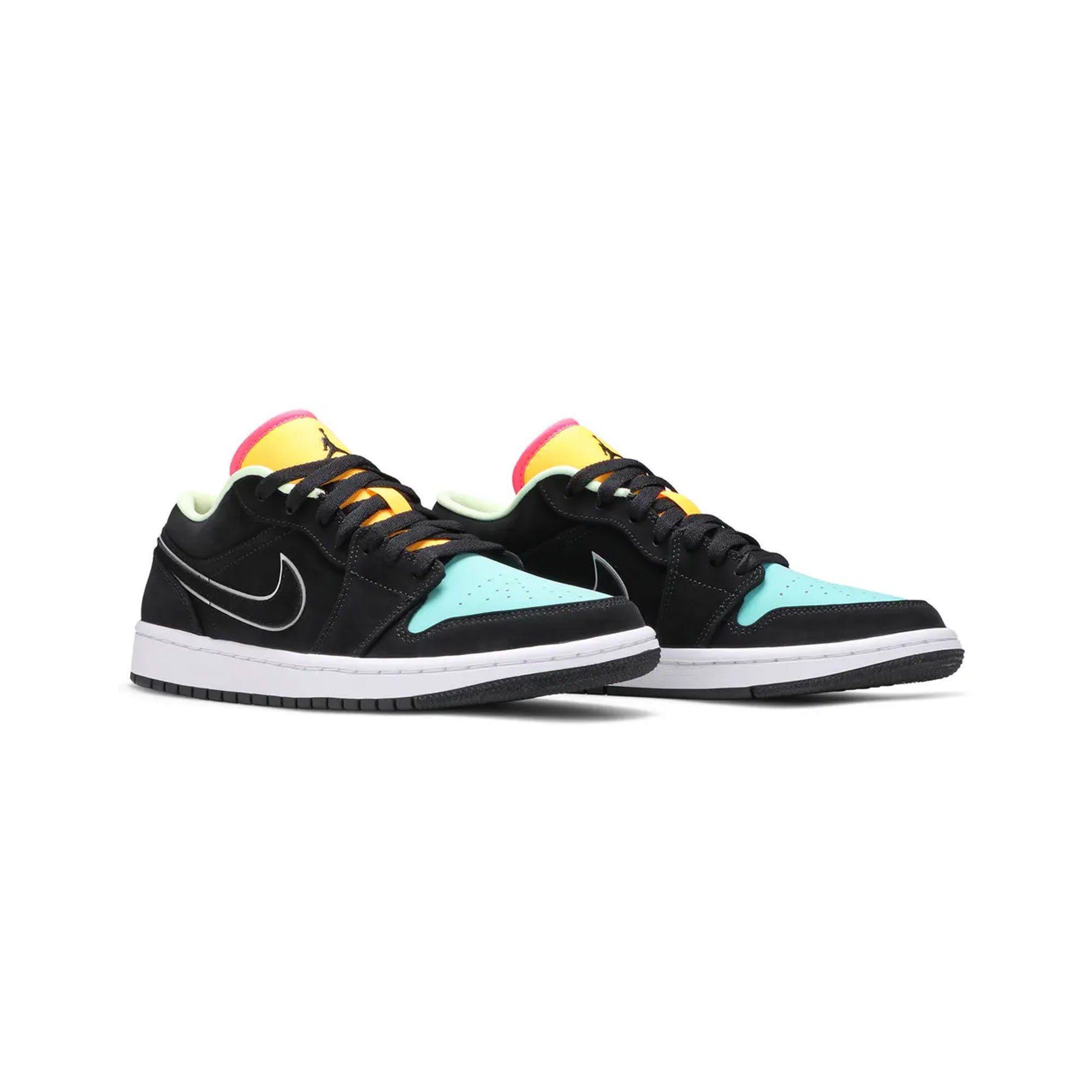 Air Jordan 1 Low Sneakers 'Black Aurora Green Laser Orange' - Men's Basketball Shoes for Casual Wear & Street Style (2020 Release) - Perfect for Urban Fashion & Sneaker Collectors