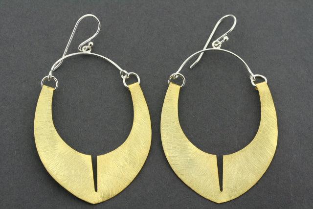 22K Gold Over Silver Floating Shield Earrings - Elegant Dangle Earrings for Women, Perfect for Parties, Weddings & Everyday Wear