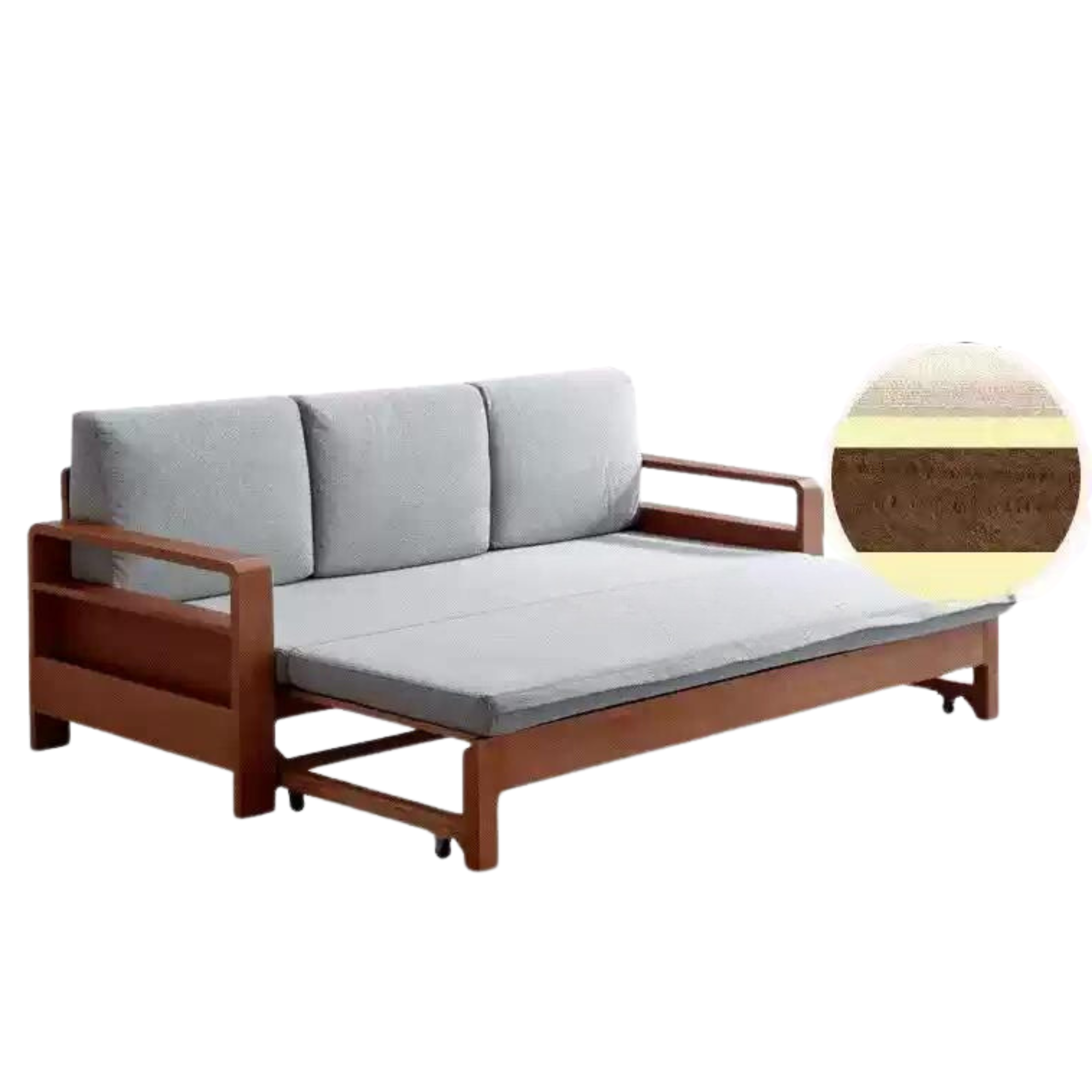 Oak & Beech Folding Multi-Functional Storage Sofa Bed - Convertible Guest Bed with Hidden Storage for Small Spaces, Living Rooms & Apartments