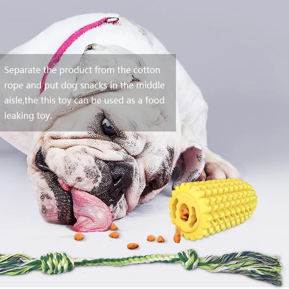 Durable Dog Chew Toys for Aggressive Chewers - Interactive Corn Shaped Puppy Toys with Squeaker & Non-Squeak Options, Teeth Cleaning Toothbrush Design - Best for Medium & Large Dogs - Perfect for Boredom Relief, Dental Health & Playtime Fun
