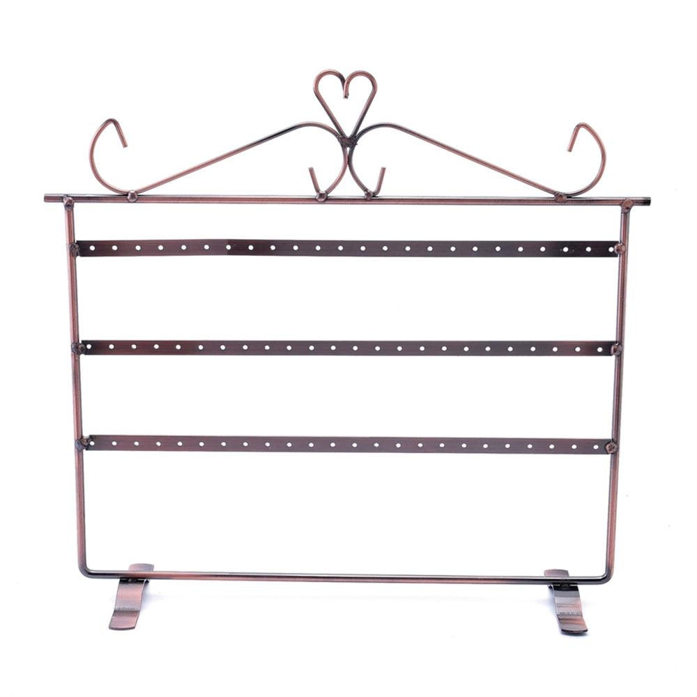 Red Copper 3-Tier Iron Earring Display Stand for Jewelry Organizer - Perfect for Boutique, Retail Store & Home Decor