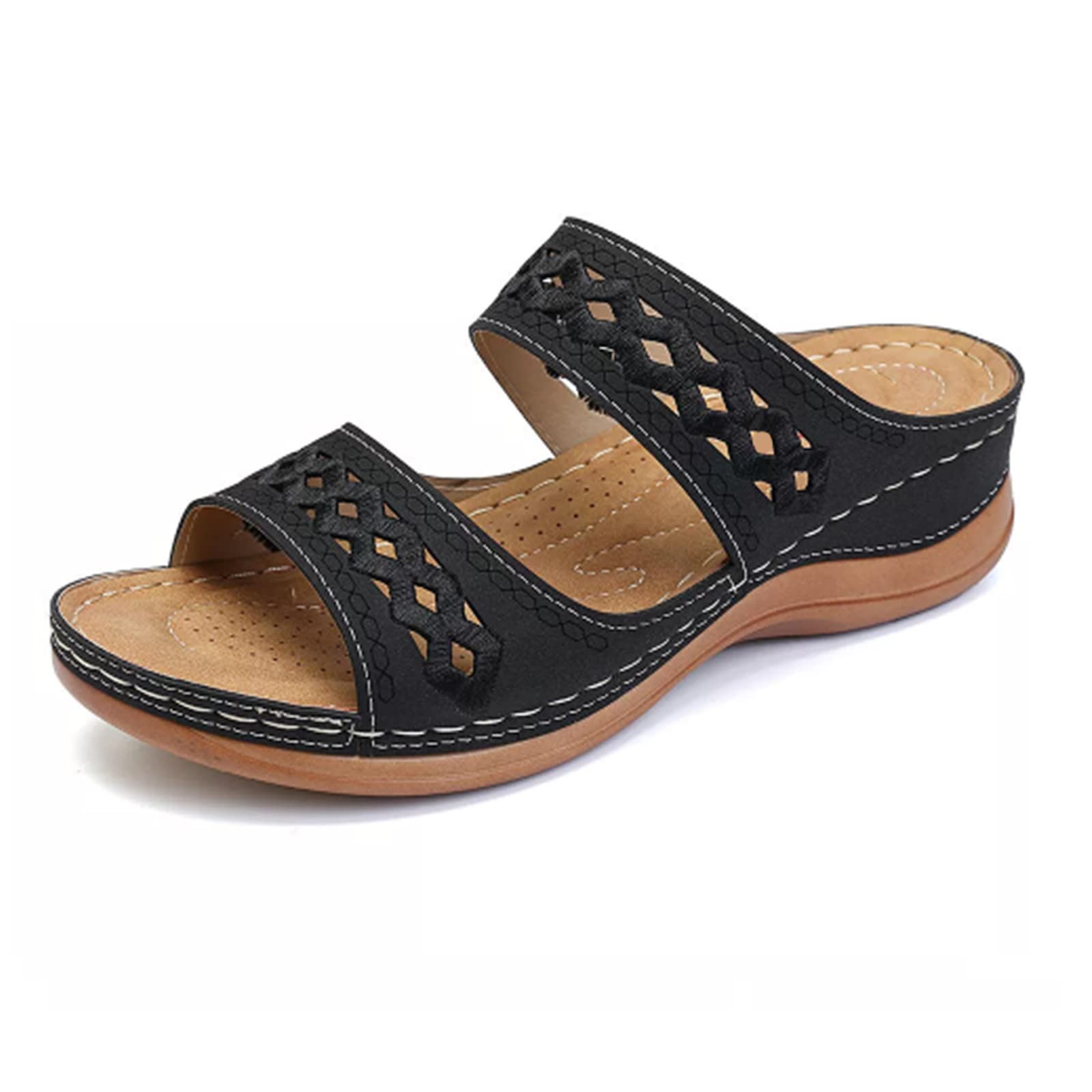 **Women's Comfortable Wedge Sandals - Orthopedic Summer Slide Sandals with Anti-Slip Gel Cushion & Espadrille Platform - Perfect for Beach, Travel & Casual Outfits**