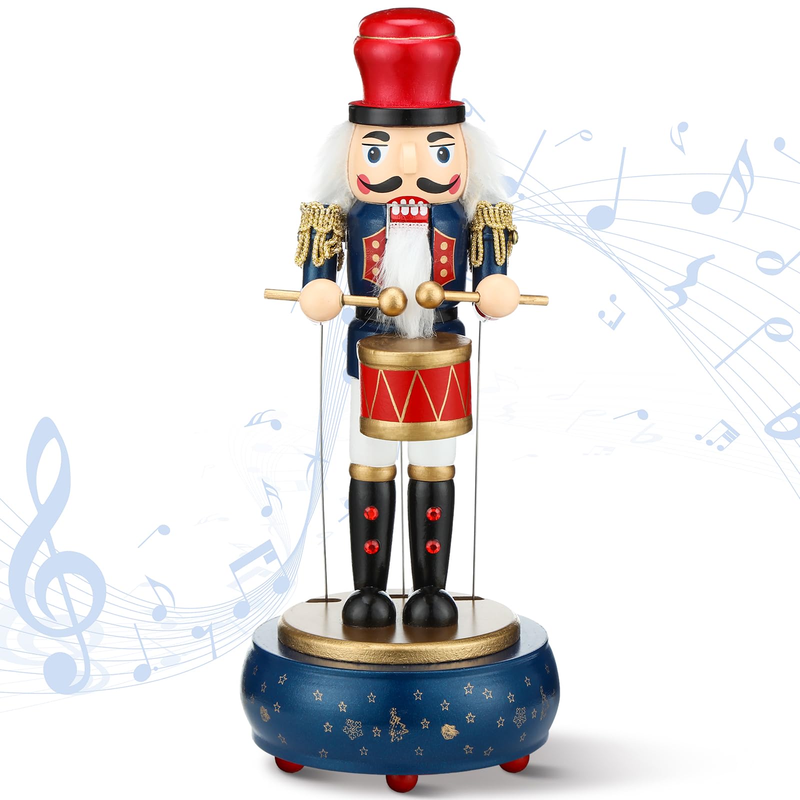 Handmade Wooden Nutcracker Soldier Music Box - Wind Up Christmas Musical Toy, Retro Nutcracker Figures for Holiday Decor & Gift (Perfect for Christmas Tree Ornaments, Mantel Displays & Festive Home Decor)