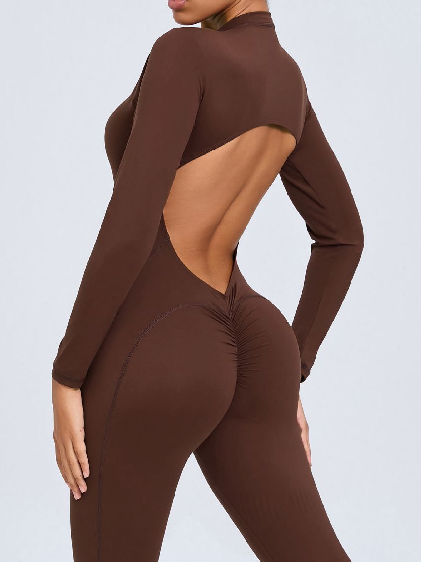 ZASUWA Women's Backless Zipper Hollow Out Scrunch Bum Jumpsuit - Sexy Bodycon Romper for Night Out, Party & Date Night
