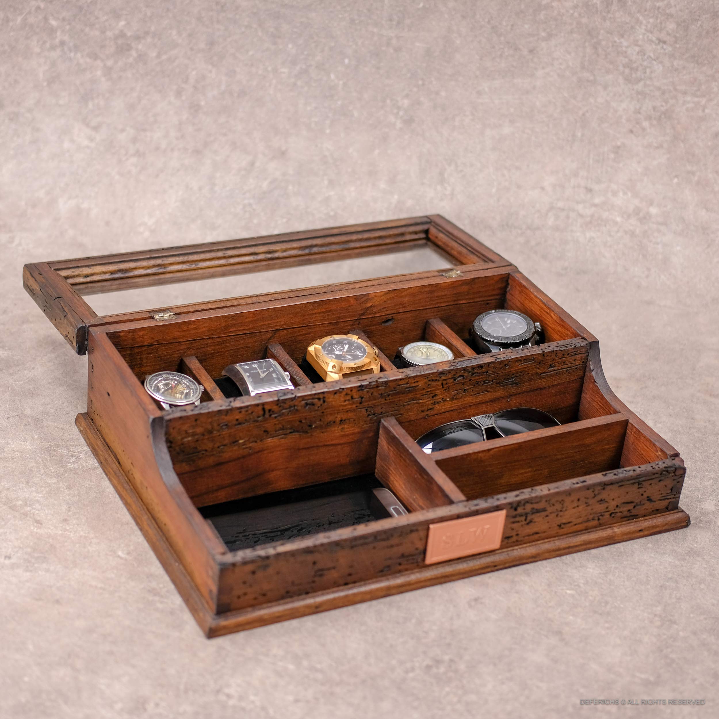 Premium Wooden Watch Box for Men - Holds 5 Watches, Luxury Watch Display Case & Valet Organizer - Perfect for Travel, Gifts & Watch Collection Storage