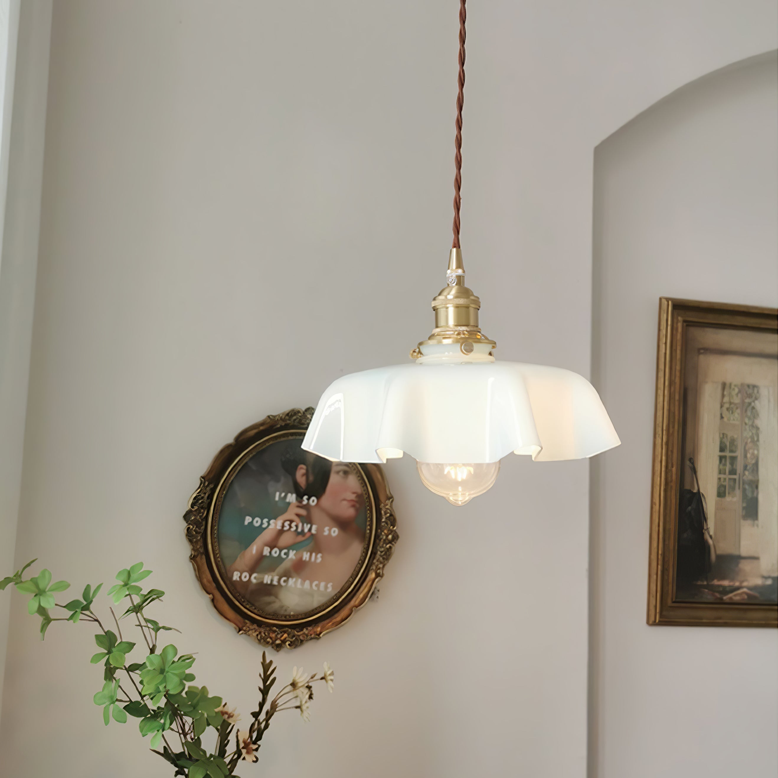 French Flower Pendant Light - Elegant Floral Chandelier for Dining Room, Kitchen Island & Bedroom Lighting - Vintage Inspired Ceiling Fixture