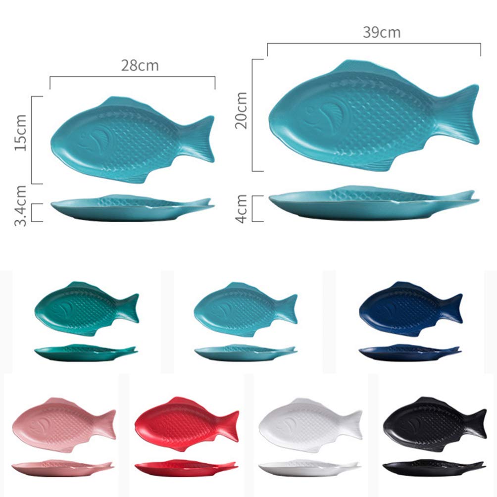 DOITOOL Small Fish Shaped Ceramic Plates - 11 Inch Green Decorative Appetizer Dishes, Creative Serving Platter for Snacks, Sushi, Desserts - Perfect for Home Dining, Restaurants & Party Decor