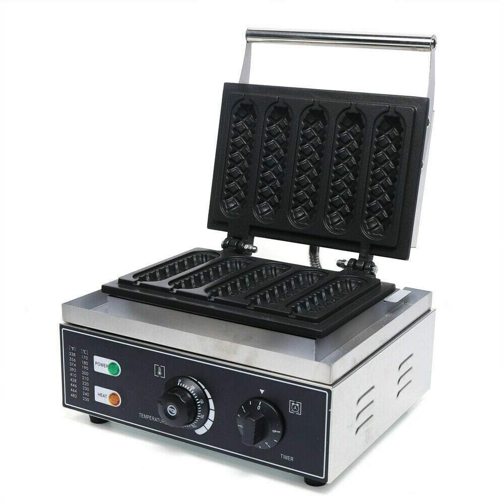 Commercial Electric Corn Dog Maker - 5 Pcs Nonstick Waffle Hot Dog Machine for Home & Restaurant Use | Perfect for Bakeries, Snack Bars & Food Trucks (Corn Shape)