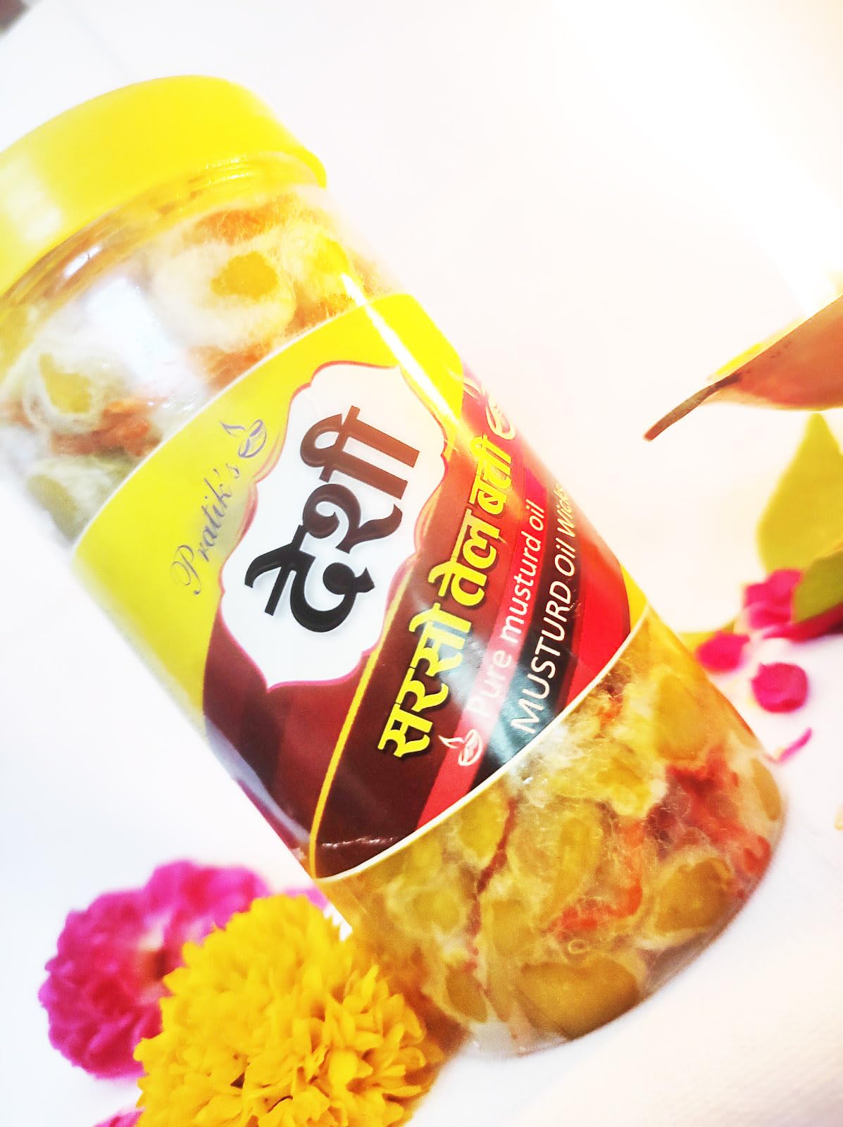 Pure Mustard Oil Cotton Wicks for Puja & Diya - 150 Pack Long Burning (15-20 Min) | Organic Sarso Oil Batti for Hindu Rituals, Prayer & Meditation | Perfect for Home Temple, Spiritual Ceremonies & Festivals