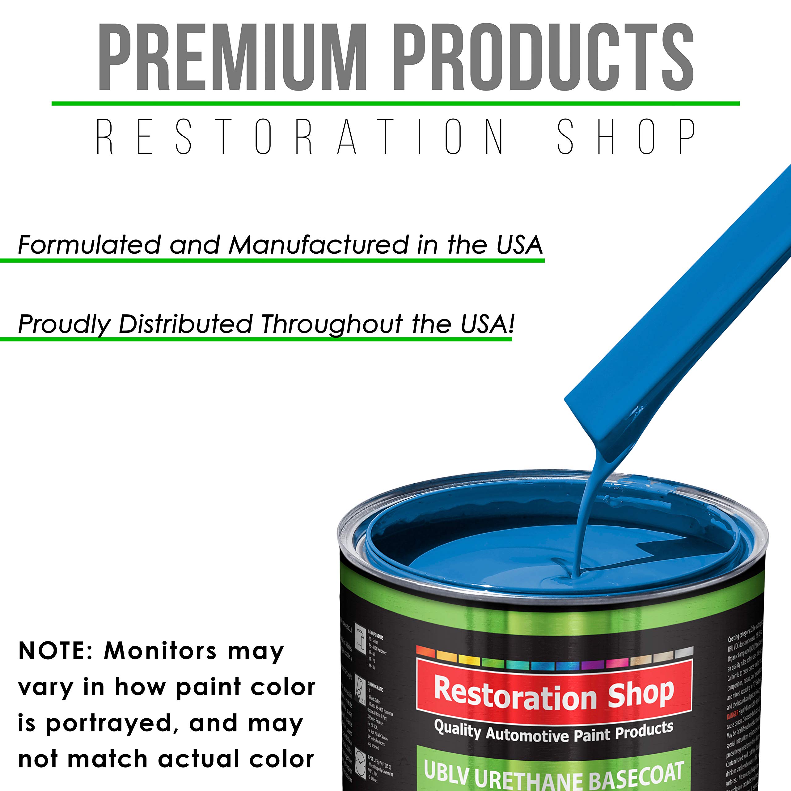 Restoration Shop Speed Blue Low VOC Urethane Basecoat Auto Paint - 1 Gallon High Gloss Professional Automotive Refinish Coating for Cars & Trucks | Perfect for DIY Car Restoration & Professional Auto Body Repair
