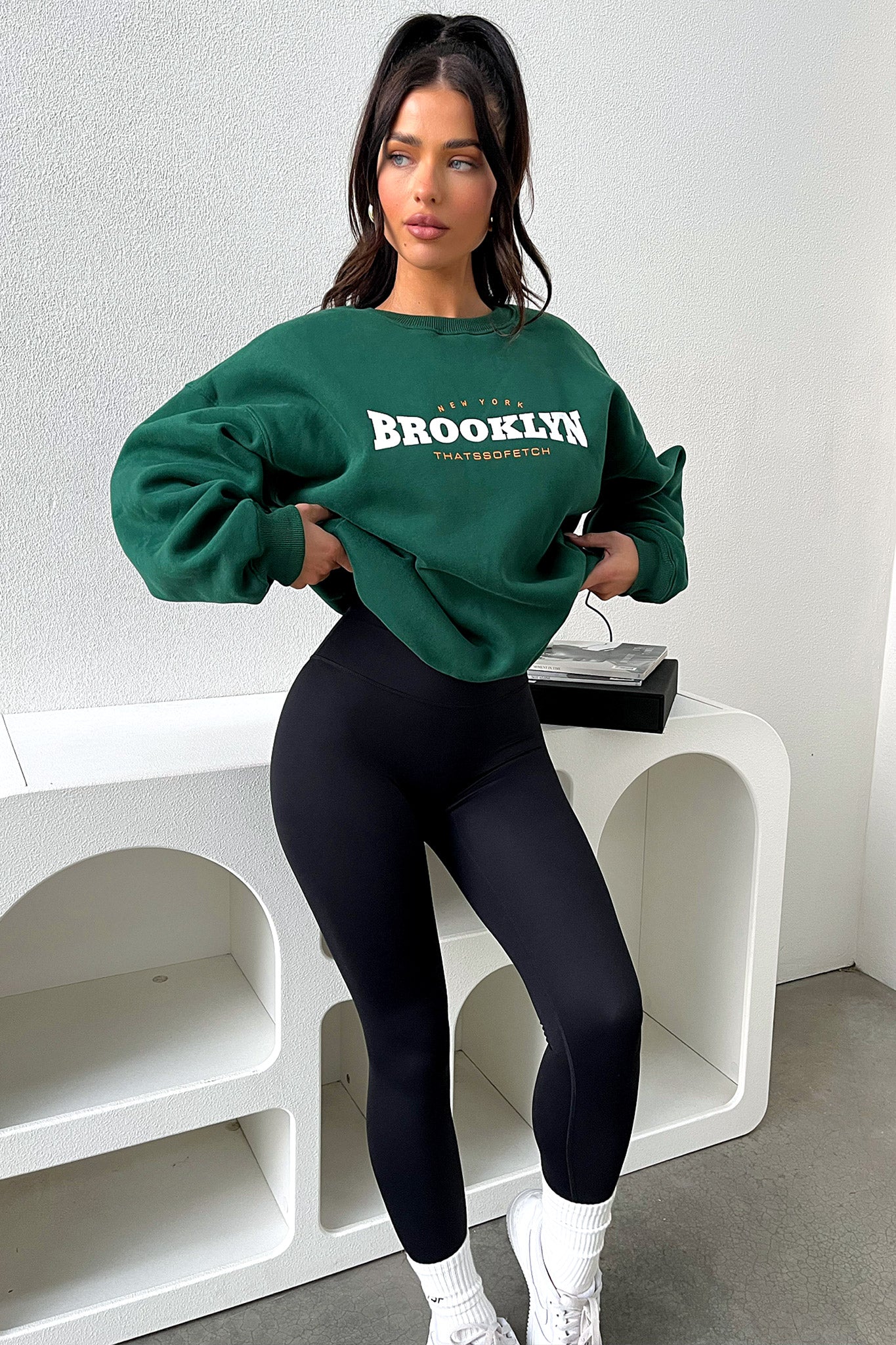 Brooklyn Crewneck Sweatshirt - Emerald Green | Soft & Comfortable Unisex Pullover for Casual Wear, Street Style & Loungewear