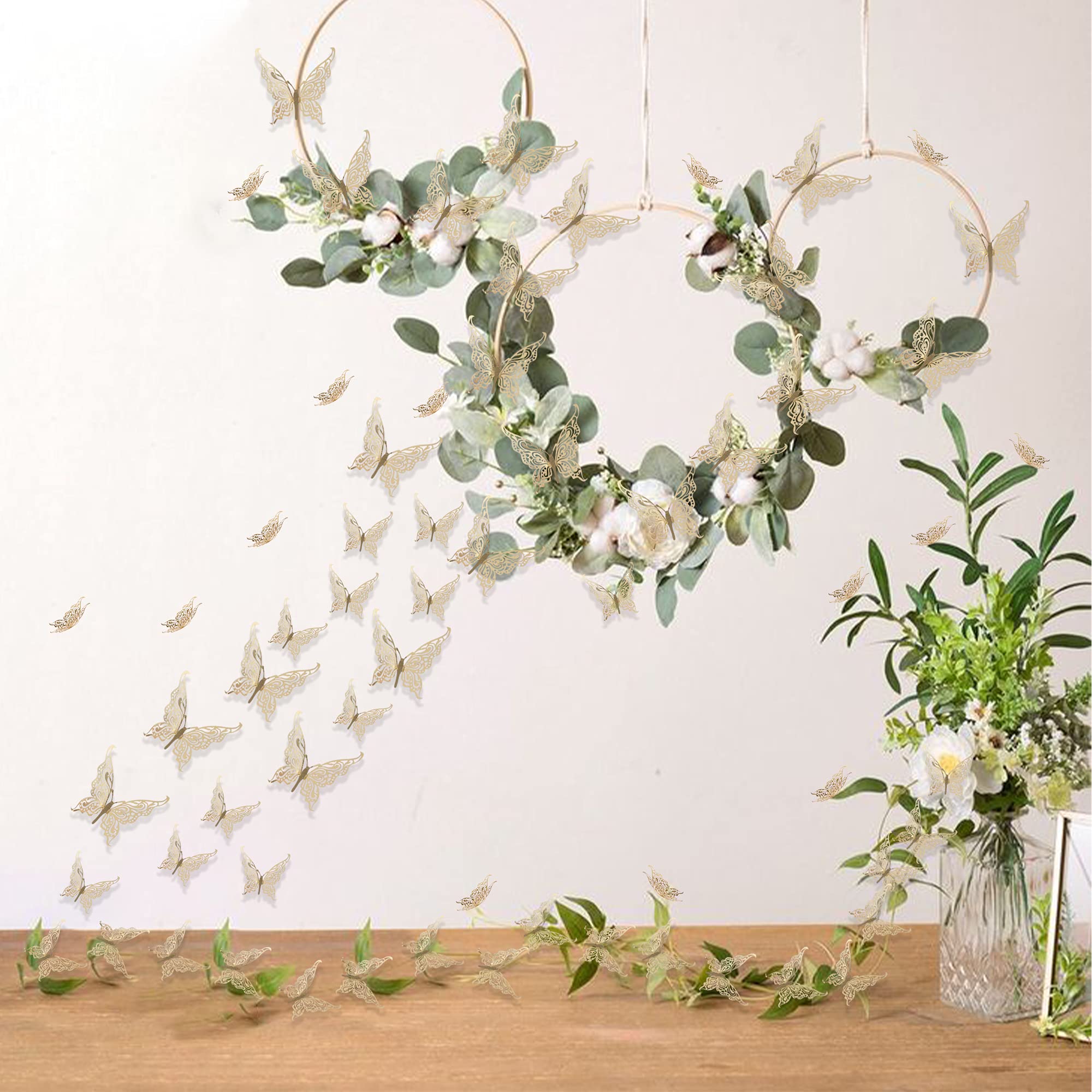 30 PCS Glitter 3D Butterfly Wall Stickers - DIY Home Decor for Kids Room, Wedding & Anniversary - Gold, Silver, Rose Gold (3 Styles) | Perfect for Nursery, Bedroom, Party & Event Decorations
