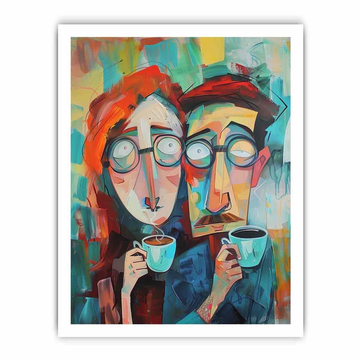 Romantic Coffee Couple Framed Print - Perfect Wall Art for Home, Office & Cafe Decor - Ideal Gift for Couples & Coffee Lovers