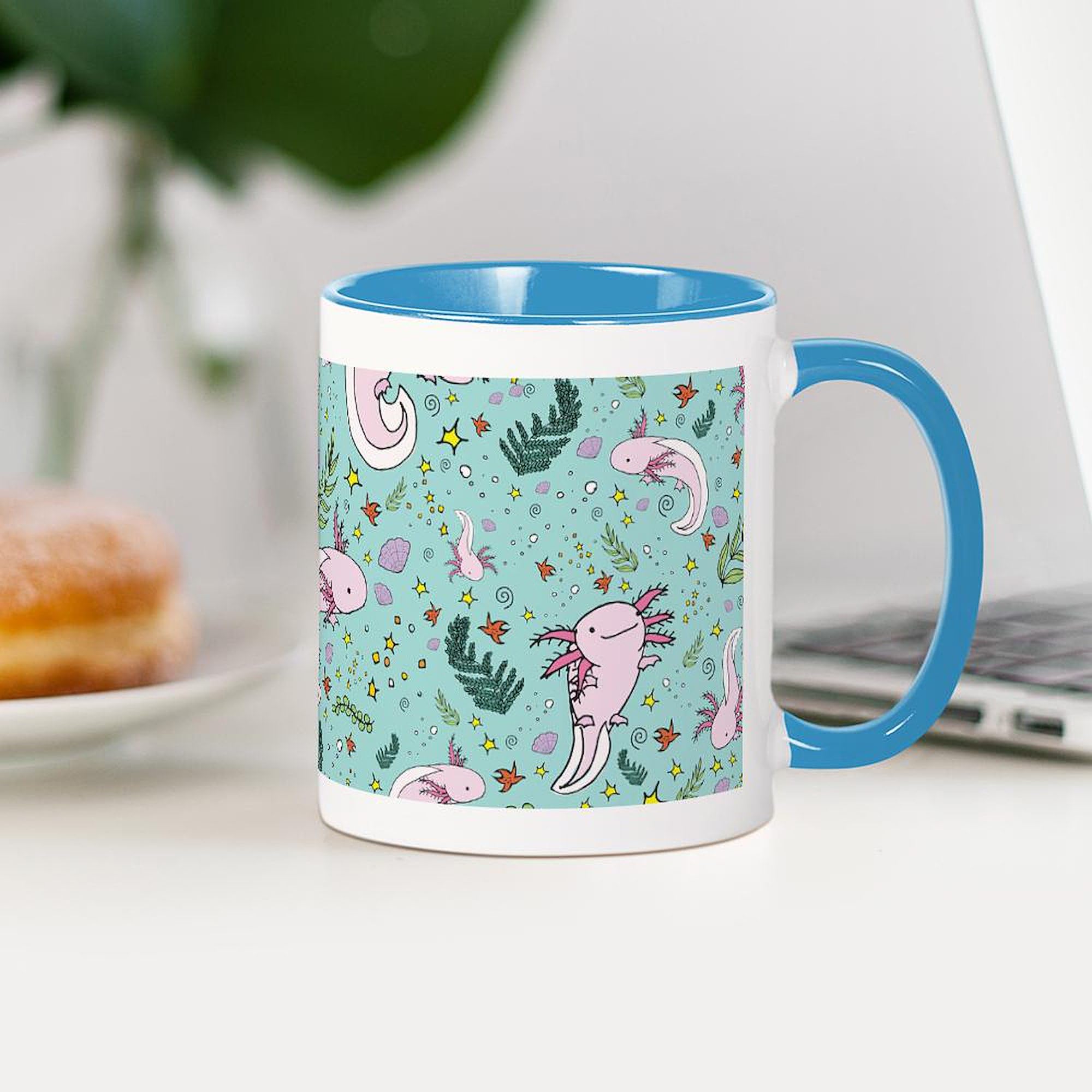 Axolotls Ceramic Coffee Mug 11 oz (325 ml) - Cute Mexican Salamander Design, Perfect for Hot & Cold Drinks - Ideal for Home, Office, or Gift Giving
