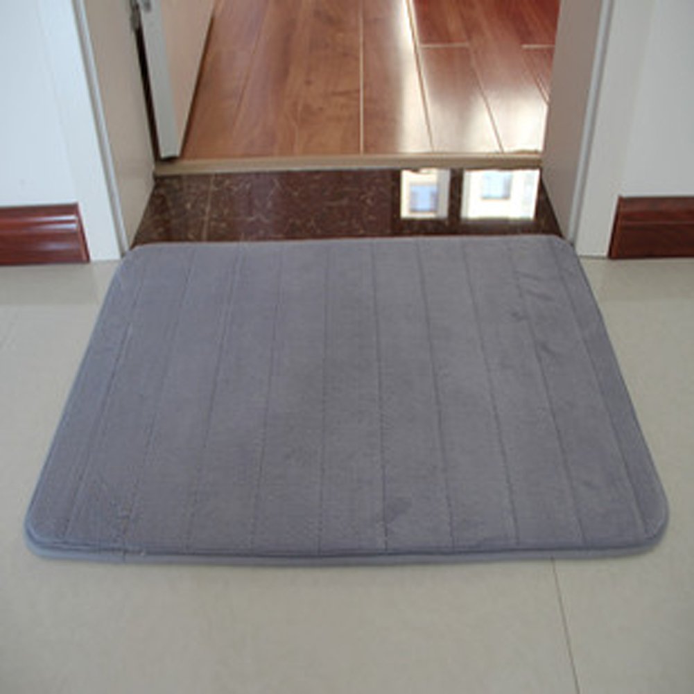 Tangpan Townhouse Memory Foam Bath Rugs - 20x31.5 Inch Non-Slip Microfiber Bath Mat for Bathroom, Grey - Soft & Absorbent Shower Mats for Bathroom Floor, Perfect for Home, Spa & Hotel Use