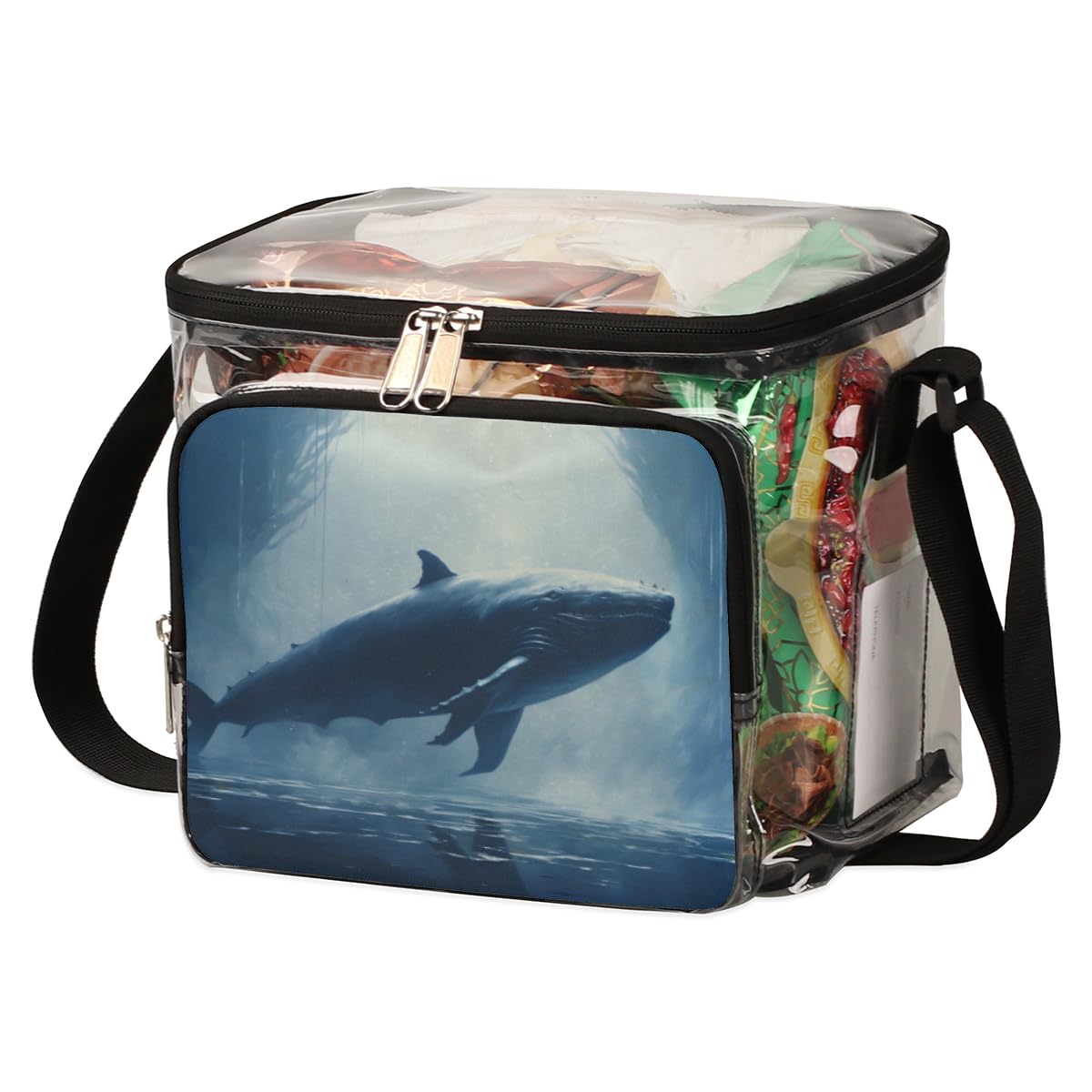 GzLeyigou Clear Shark Tote Bag - Waterproof Transparent Crossbody Shoulder Bag for Lunch, Beach & Outdoor Activities | Perfect for Travel, Picnics, Concerts & Sports Events | Stadium Approved Multipurpose Carryall