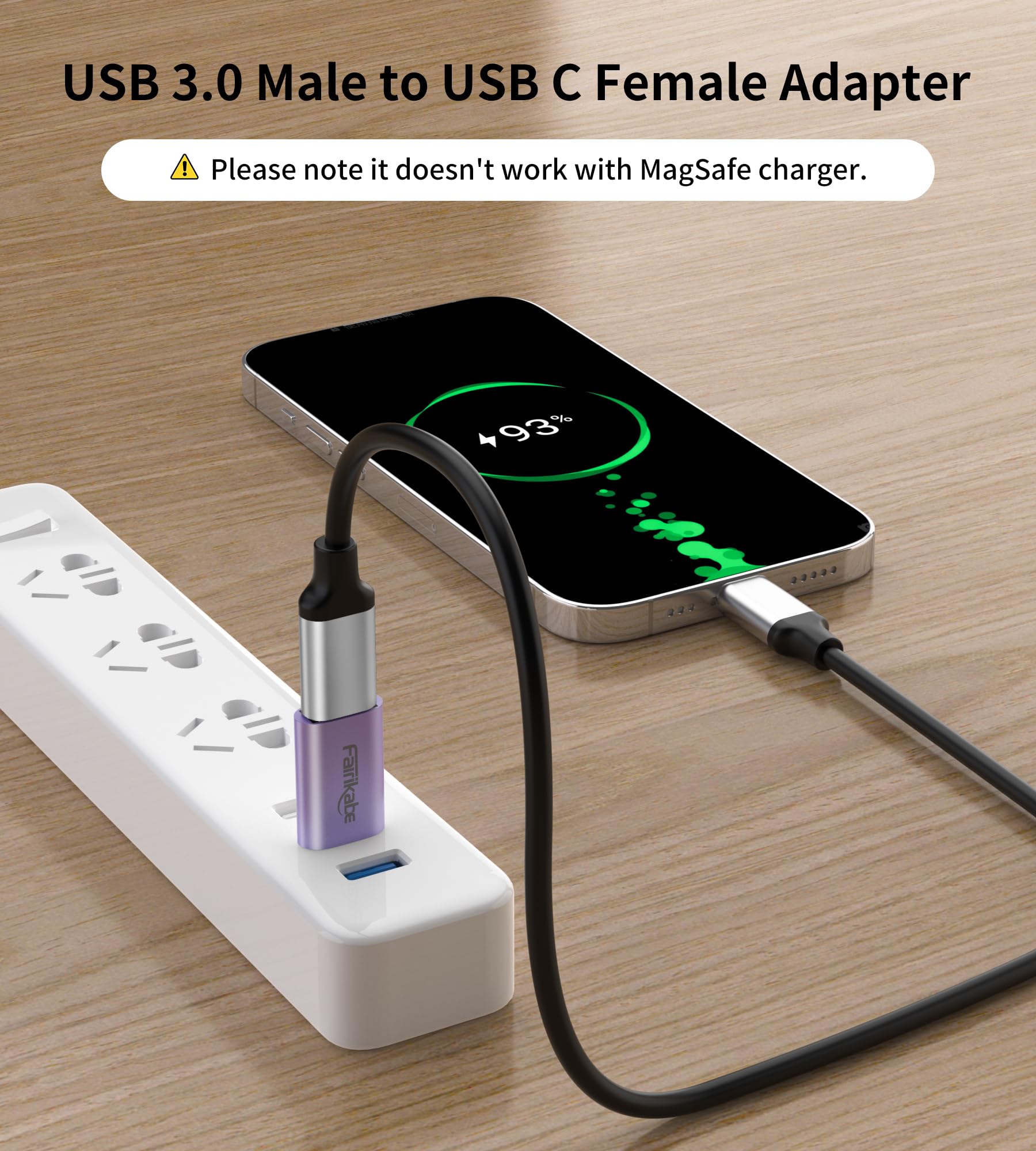 Fairikabe USB A to USB C Adapter 5Gbps High-Speed Data Transfer, USB 3.0 to Type C Converter - Compatible with MacBook, Laptop, PC, Charger, Power Bank (Purple) - Perfect for Office Work, Travel & Mobile Device Charging