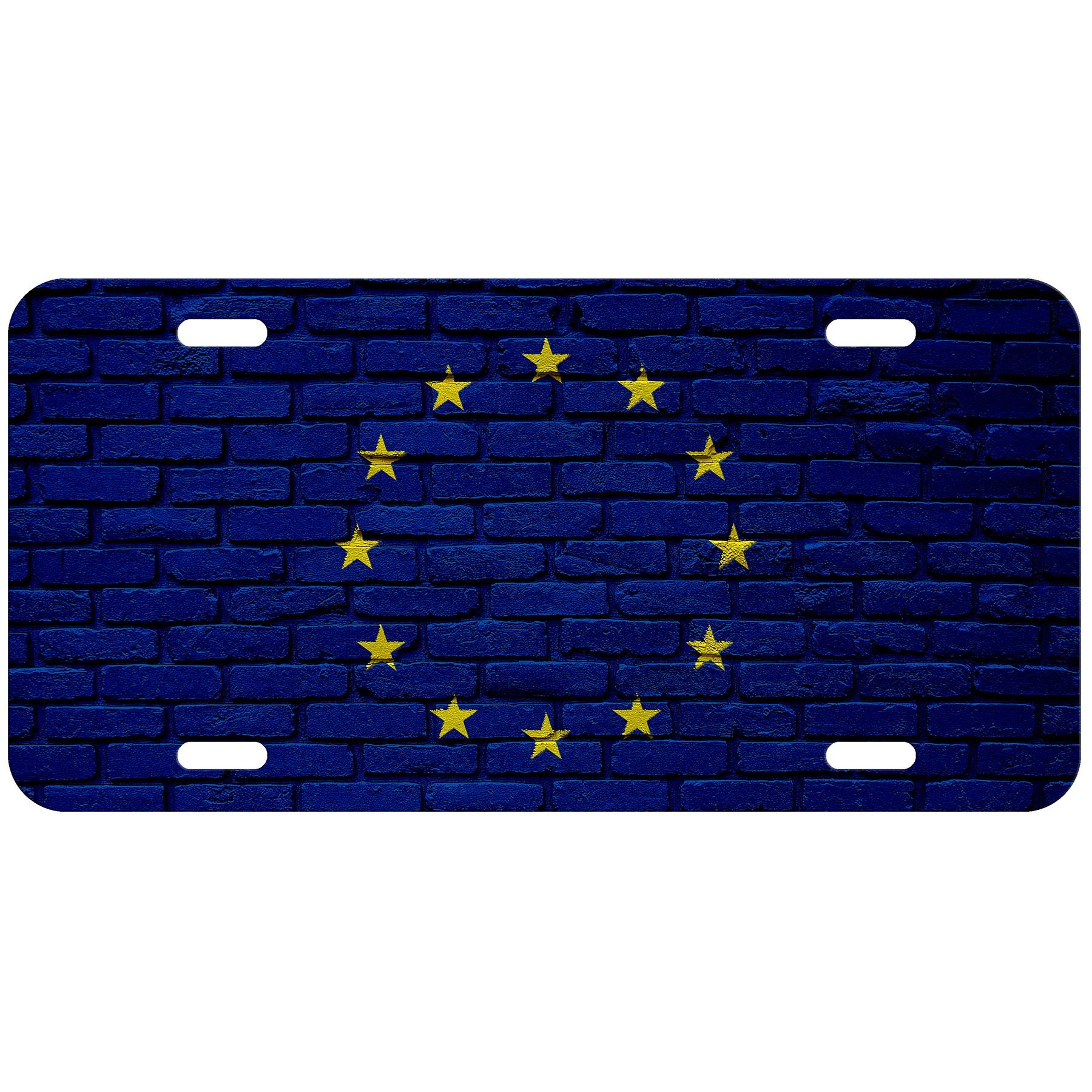 Aluminum License Plate - Flag of European Union EU - Bricks | Durable Metal Car Tag for EU Vehicles, Motorcycles & Collectors | Perfect for Car Shows, Gifts & European Pride Display