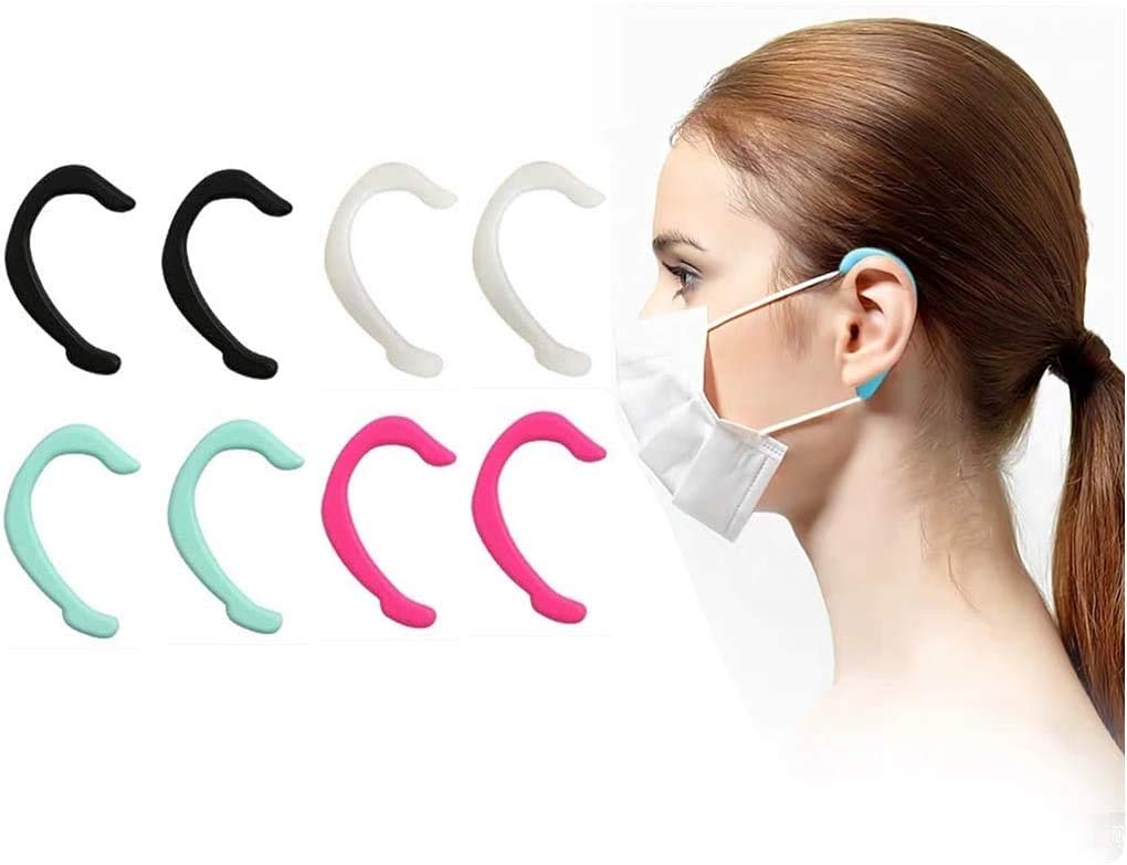 MALIK Silicone Anti-Slip Ear Saver Sleeve for Face Masks - Comfortable Strap for Kids & Adults (4 Pairs) - Perfect for School, Work, Travel & Daily Protection