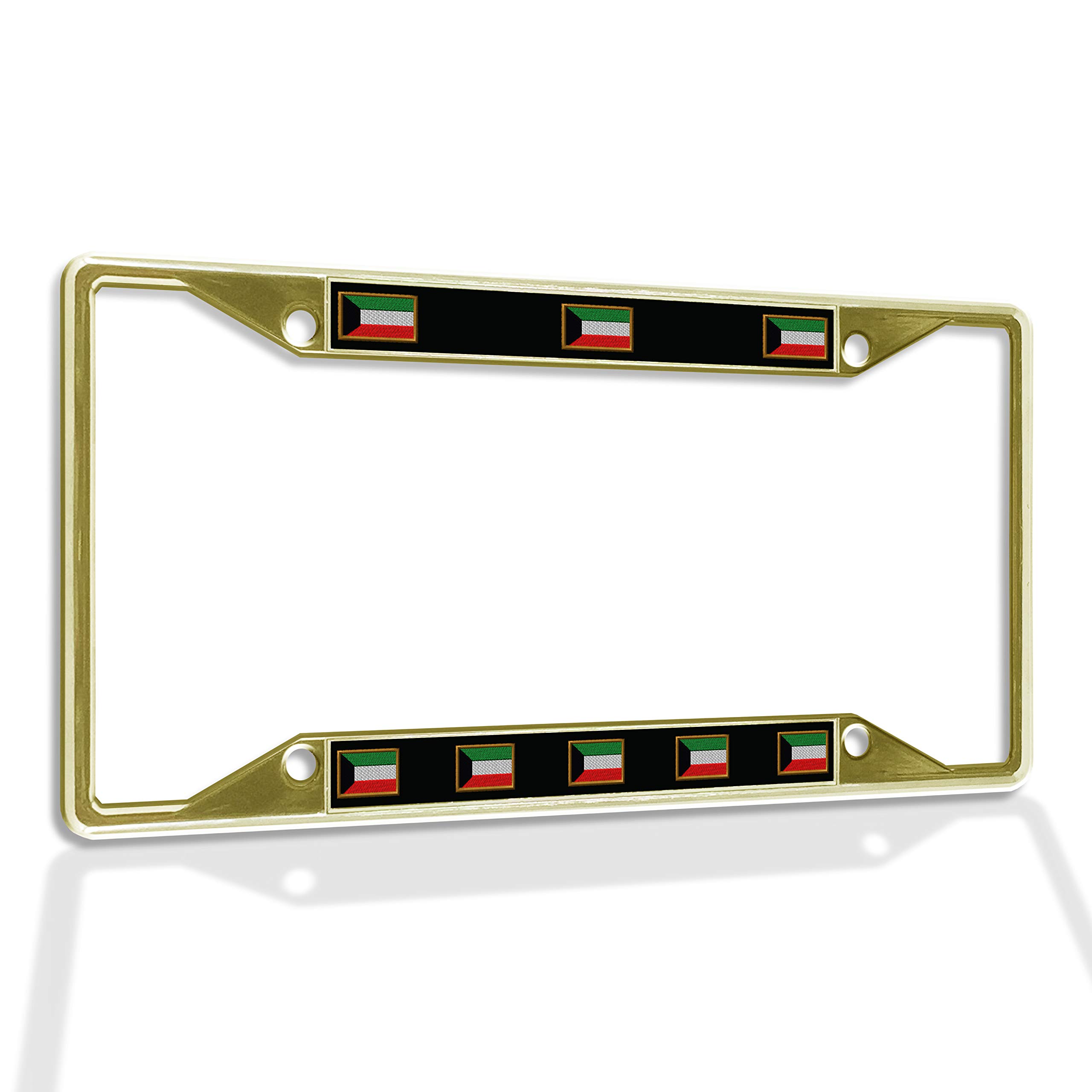 Premium Metal Insert License Plate Frame - Weatherproof & Durable Car Accessory with 4 Solid Gold Holes - Perfect for Kuwait Climate & Custom Car Styling