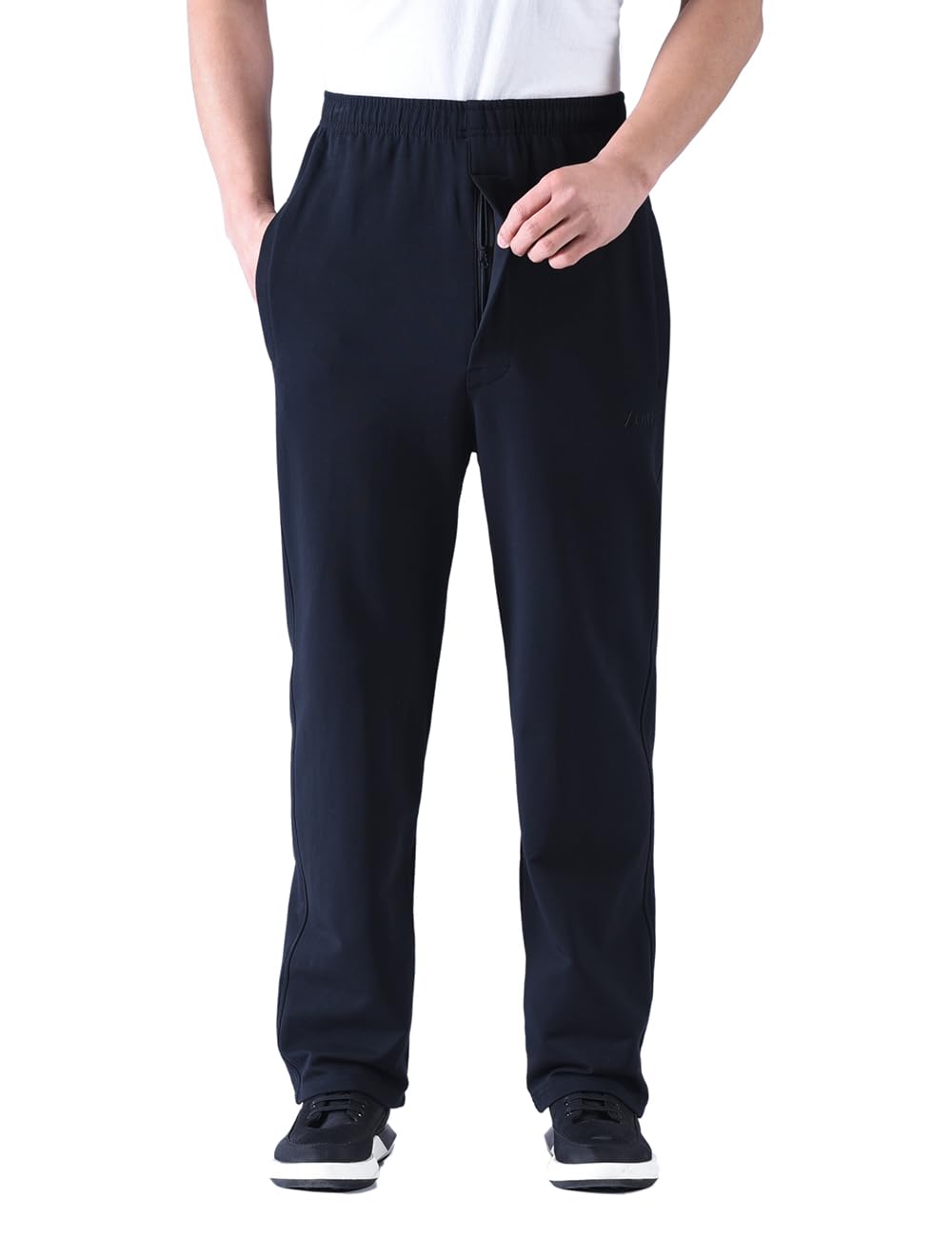 Zoulee Men's Casual Cotton Jogger Sweatpants with Zipper Front - Comfortable Lounge Pants for Workout, Running, and Everyday Wear