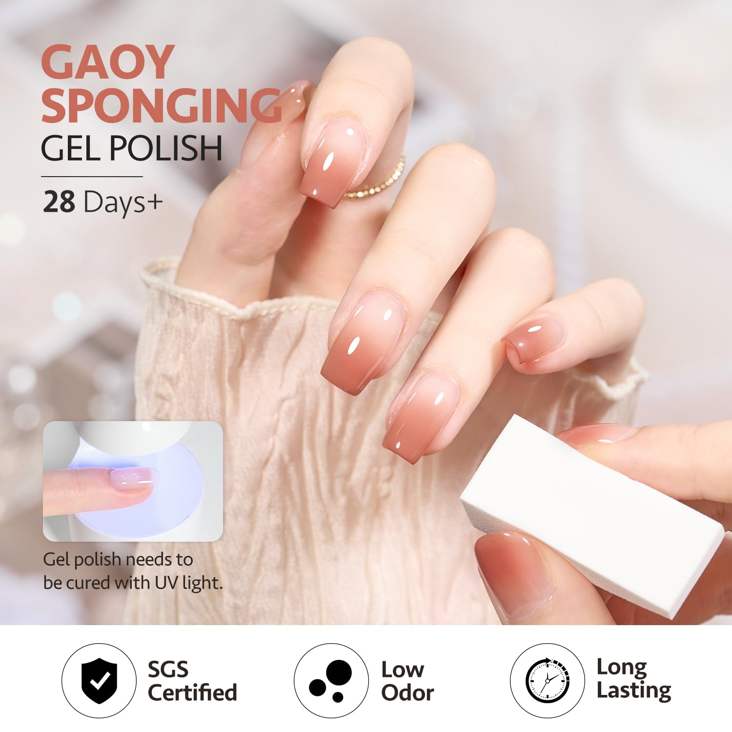 GAOY Sponge Gel Nail Polish Set - 6pcs Ombre Nail Sponges for DIY Blush Nails & Color Blending | Create Stunning Nail Gradients at Home | Perfect for Salon-Quality Manicures, Party Nails & Nail Art Enthusiasts