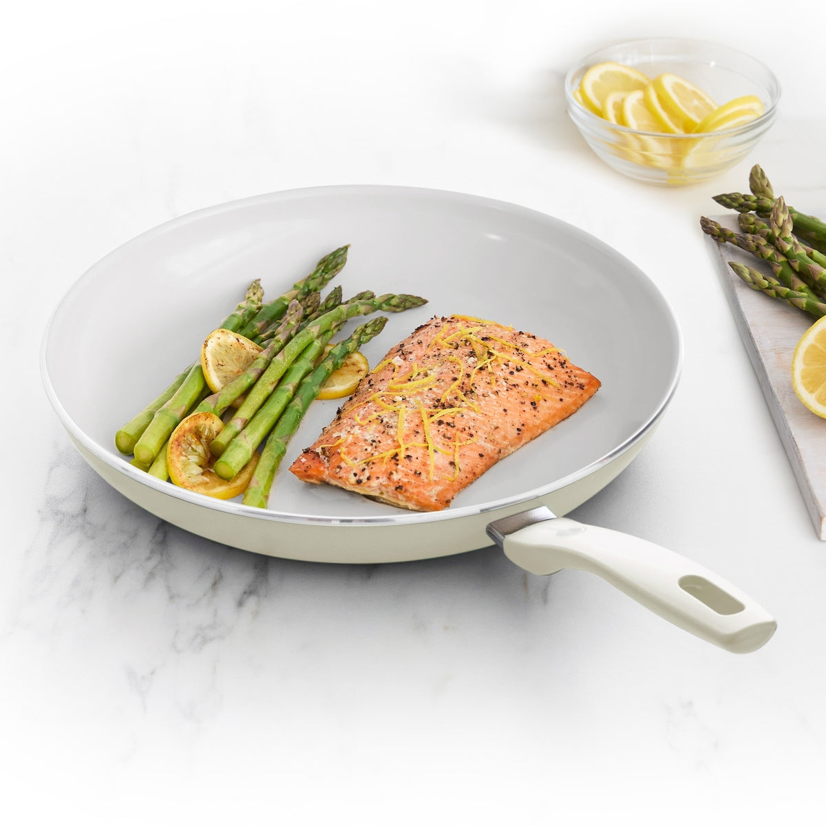 Dover Ceramic Nonstick 12-Inch Frying Pan | Cream White | Healthy Cooking, Omelets, Stir Fry & Sauteing for Everyday Meals