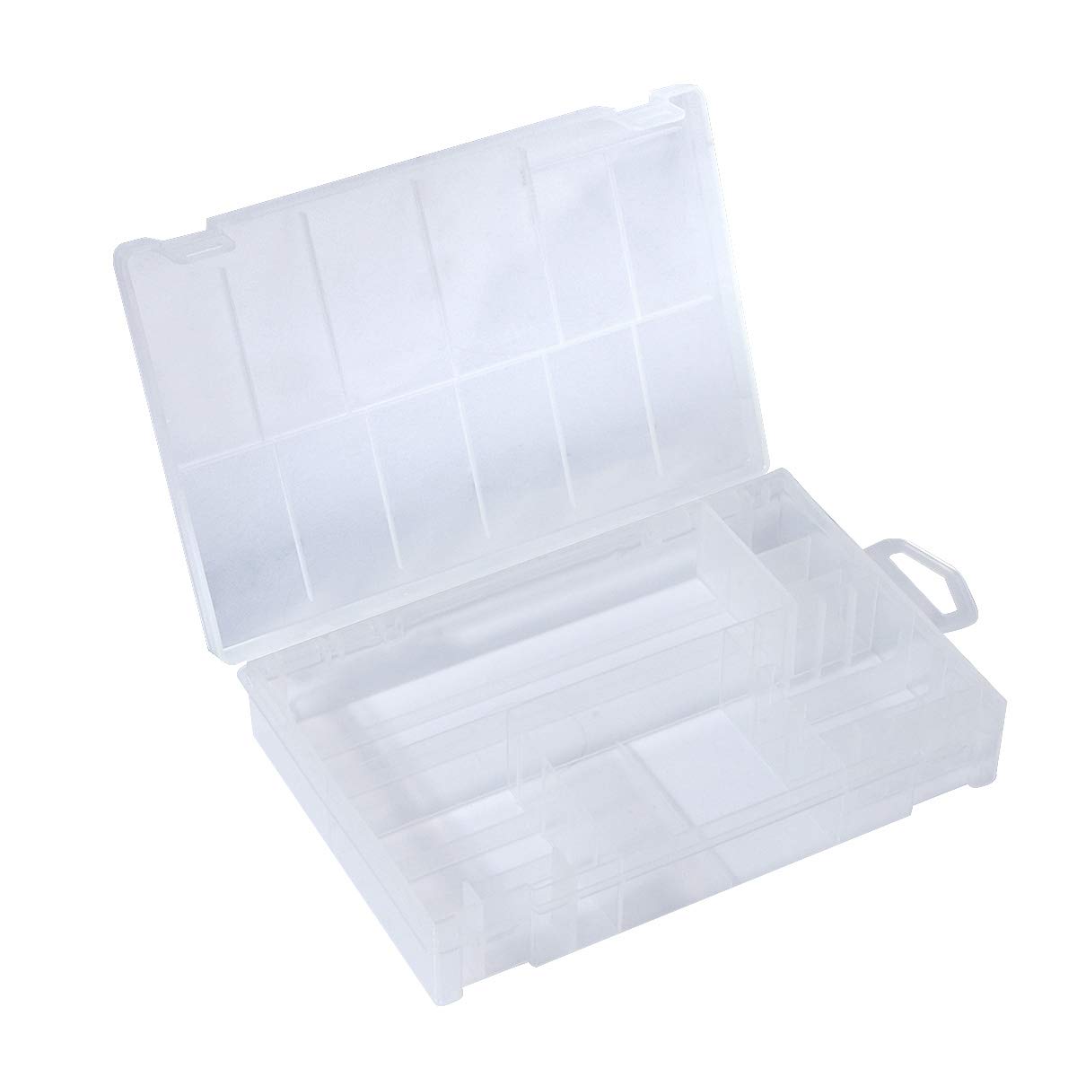 YXQ 33 Battery Organizer Storage Case - Clear Plastic Container for 8 AAA, 20 AA, 9V, 2 C & 2 D Batteries | Portable Battery Box Holder for Home, Office & Travel Organization