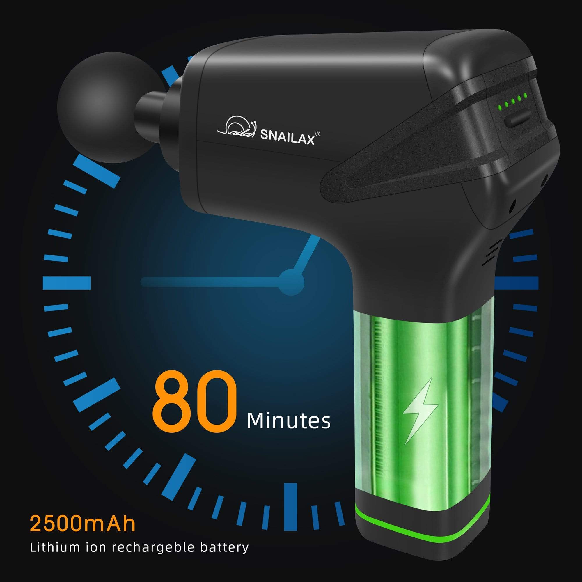 Snailax Cordless Deep Tissue Massage Gun - Portable Percussion Therapy Device for Muscle Pain Relief, Recovery & Relaxation - Perfect for Athletes, Gym Workouts & Home Use
