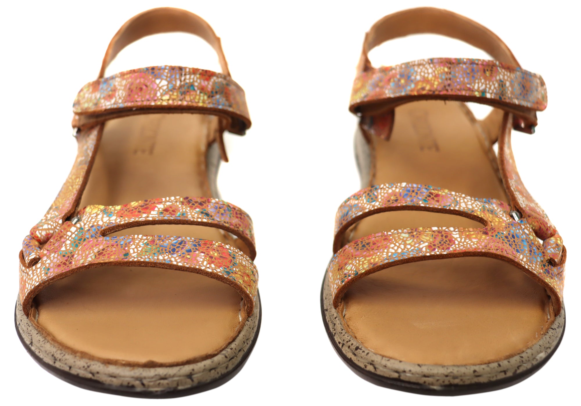 Orizonte Floral Women's Comfortable European Leather Sandals - Stylish Summer Casual Sandals for Beach, Vacation & Everyday Wear