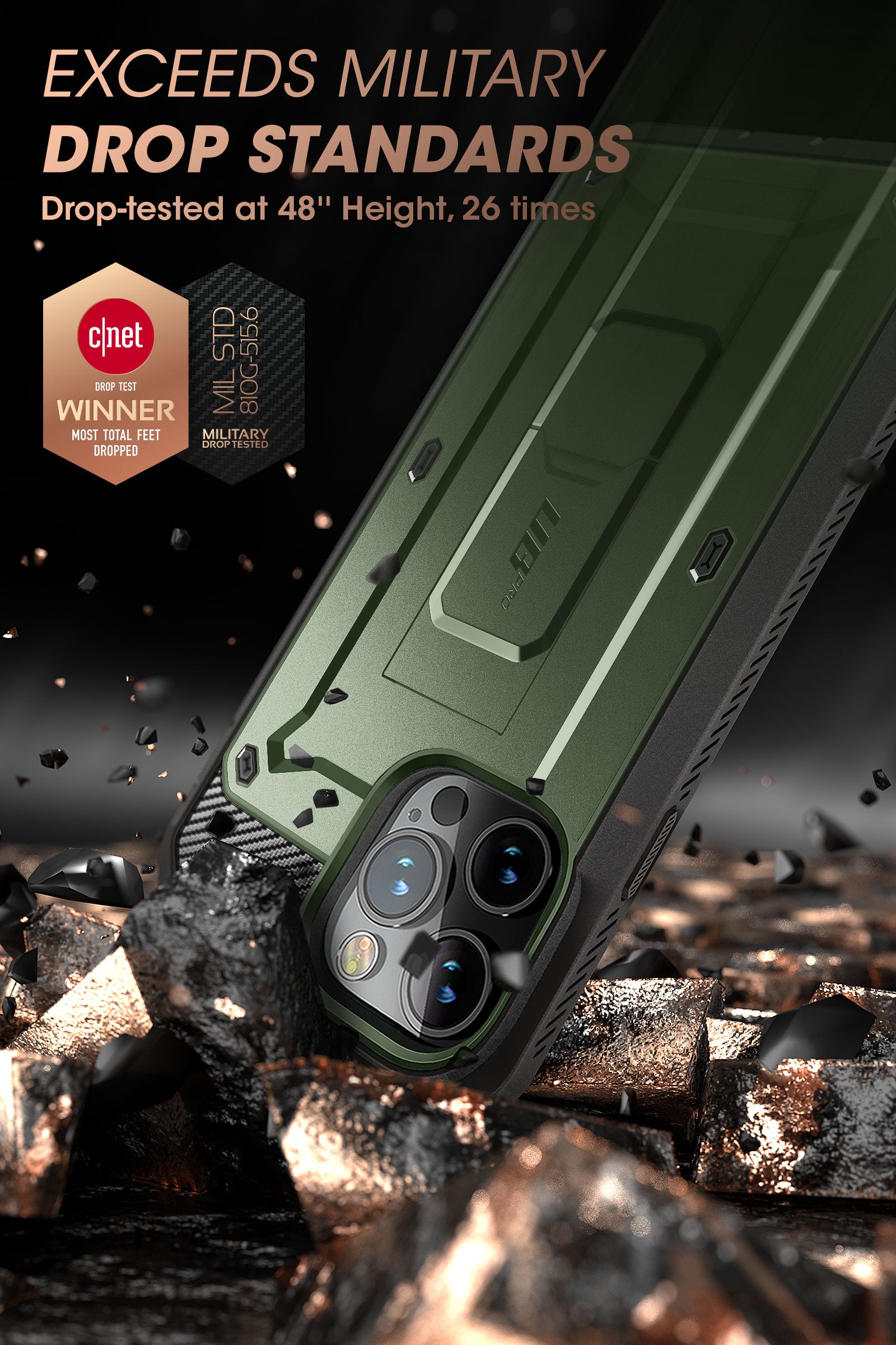 iPhone 14 Pro Max 6.7 Inch Unicorn Beetle PRO Rugged Case - Dark Green | Heavy Duty Protection for Outdoor, Work & Travel | Shockproof, Drop Proof & Scratch Resistant Cover
