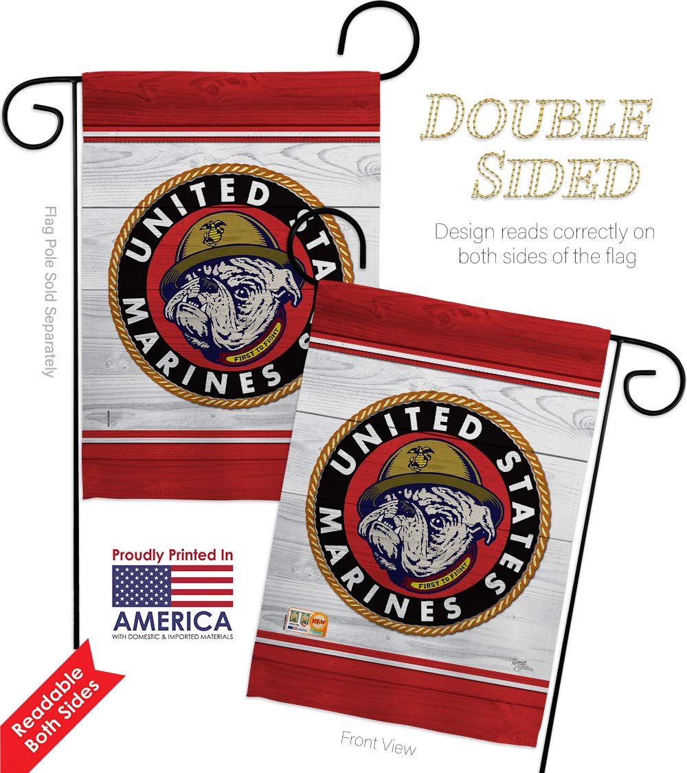 USMC Semper Fi Bulldog Garden Flag Kit - Double-Sided 28x40 Inch Military House Banner - Patriotic Yard Decoration for Veterans, Armed Forces & Retirees - Made in USA | Perfect for Memorial Day, Veterans Day & Military Home Decor