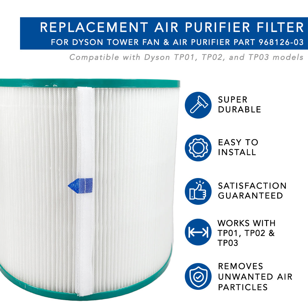 Dyson TP01 TP02 TP03 Replacement Filter 968126-03 - Compatible with Dyson Tower Fan & Air Purifier - Improves Air Quality for Home, Office & Bedroom