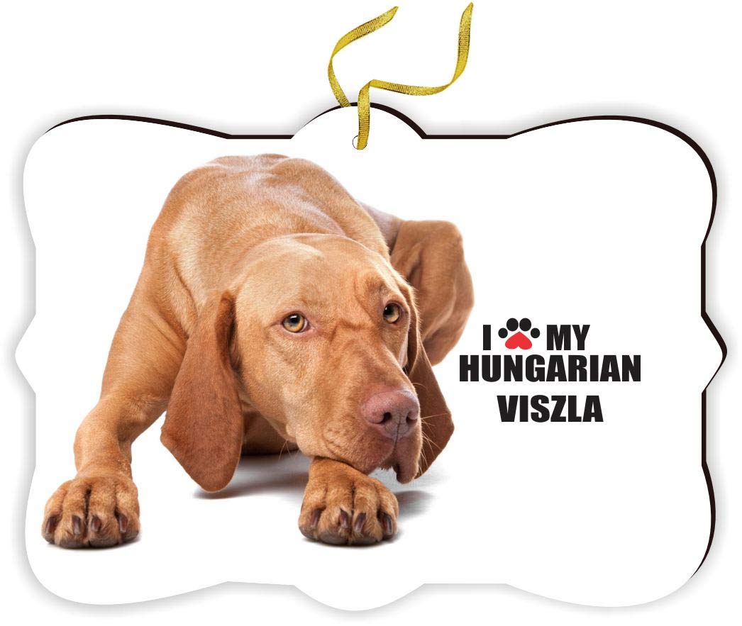 Hungarian Vizsla Paw Print 'I Love My Dog' Christmas Ornament - Decorative Car Hanging Accessory for Rearview Mirror | Perfect Holiday Gift for Dog Lovers & Car Decor